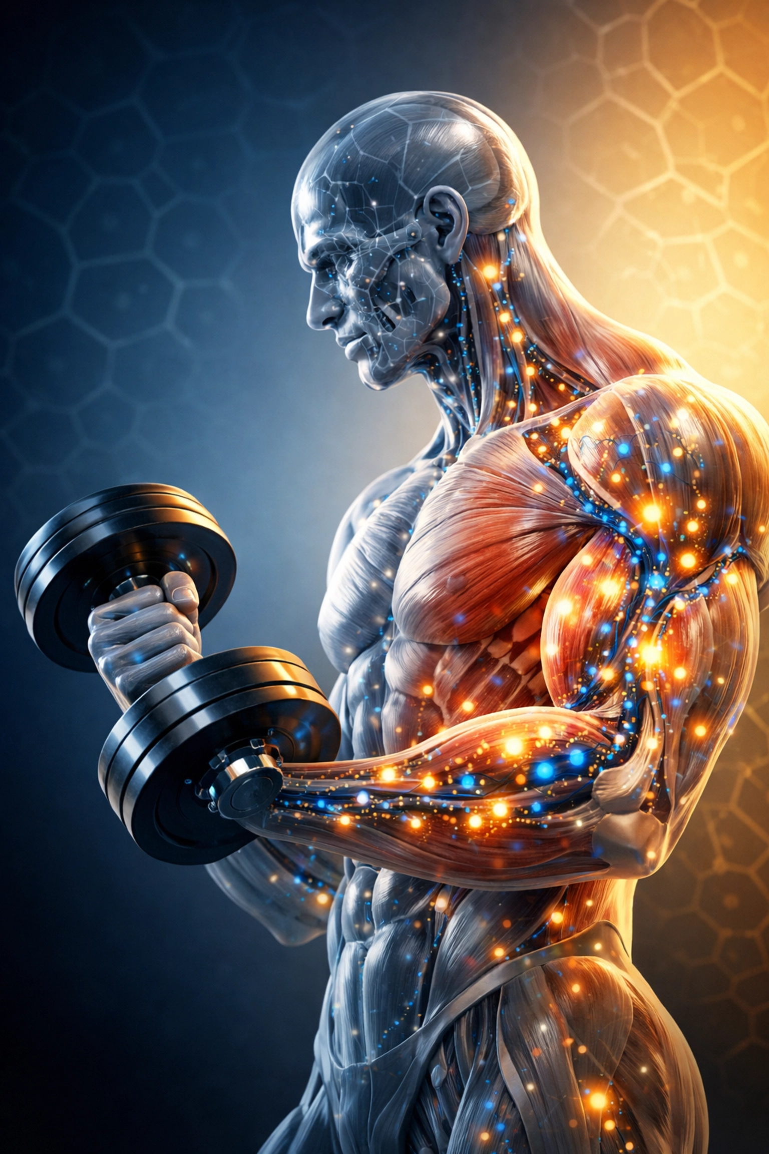 Minerals absorbing into muscle tissue during post-workout recovery process