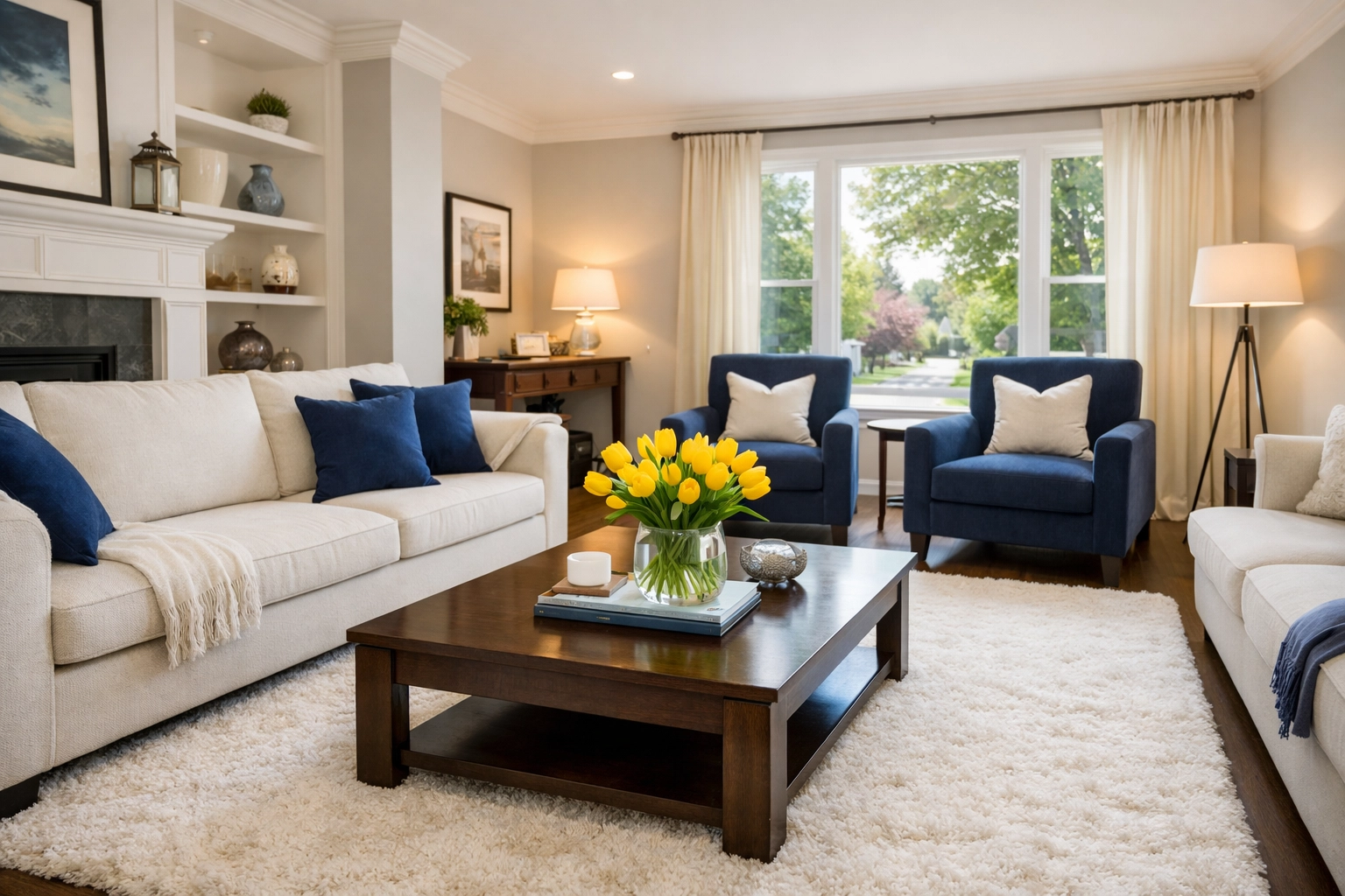 Professional house cleaning Worcester MA results in a tidy, peaceful living room with spotless furniture.