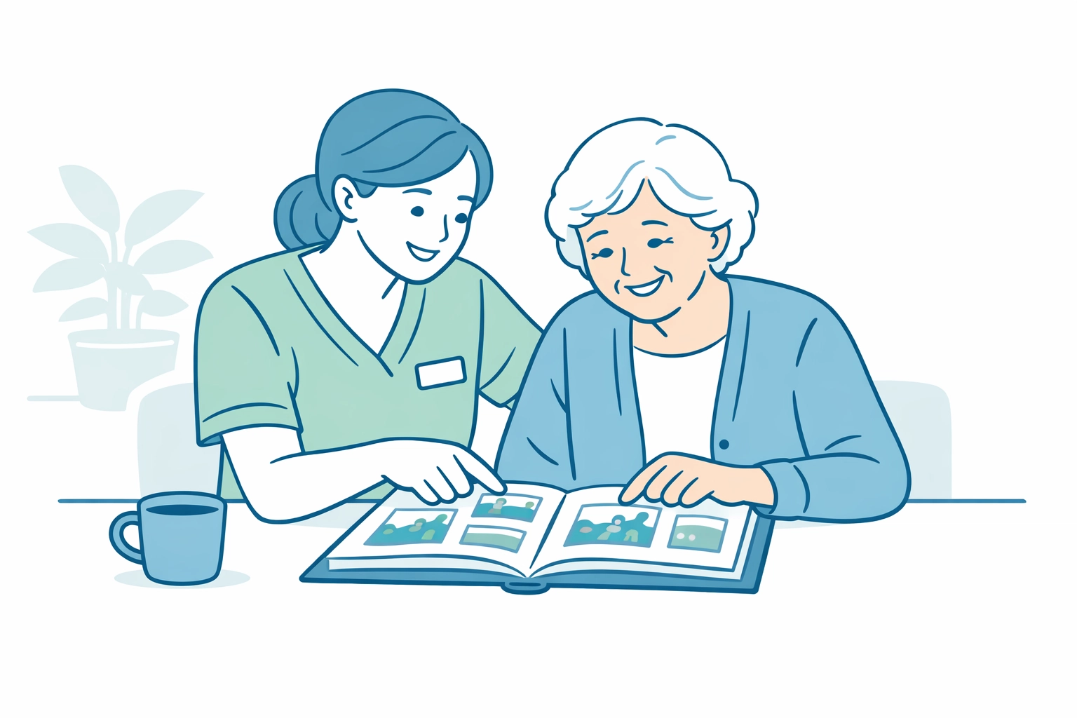 Personal care caregiver engaging senior in activities demonstrating companionship at home