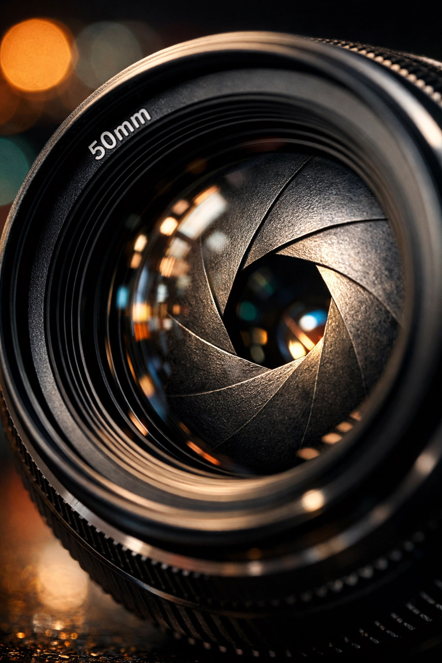 Close-up of camera lens aperture blades used in photography tutorials to explain depth of field.