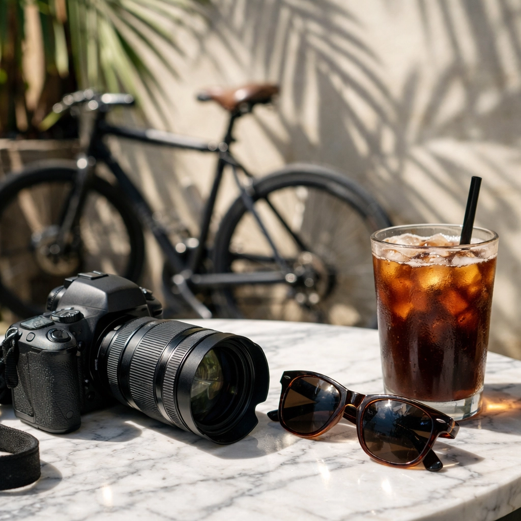 Professional miami event photographer lifestyle at a cafe in the Miami Design District.
