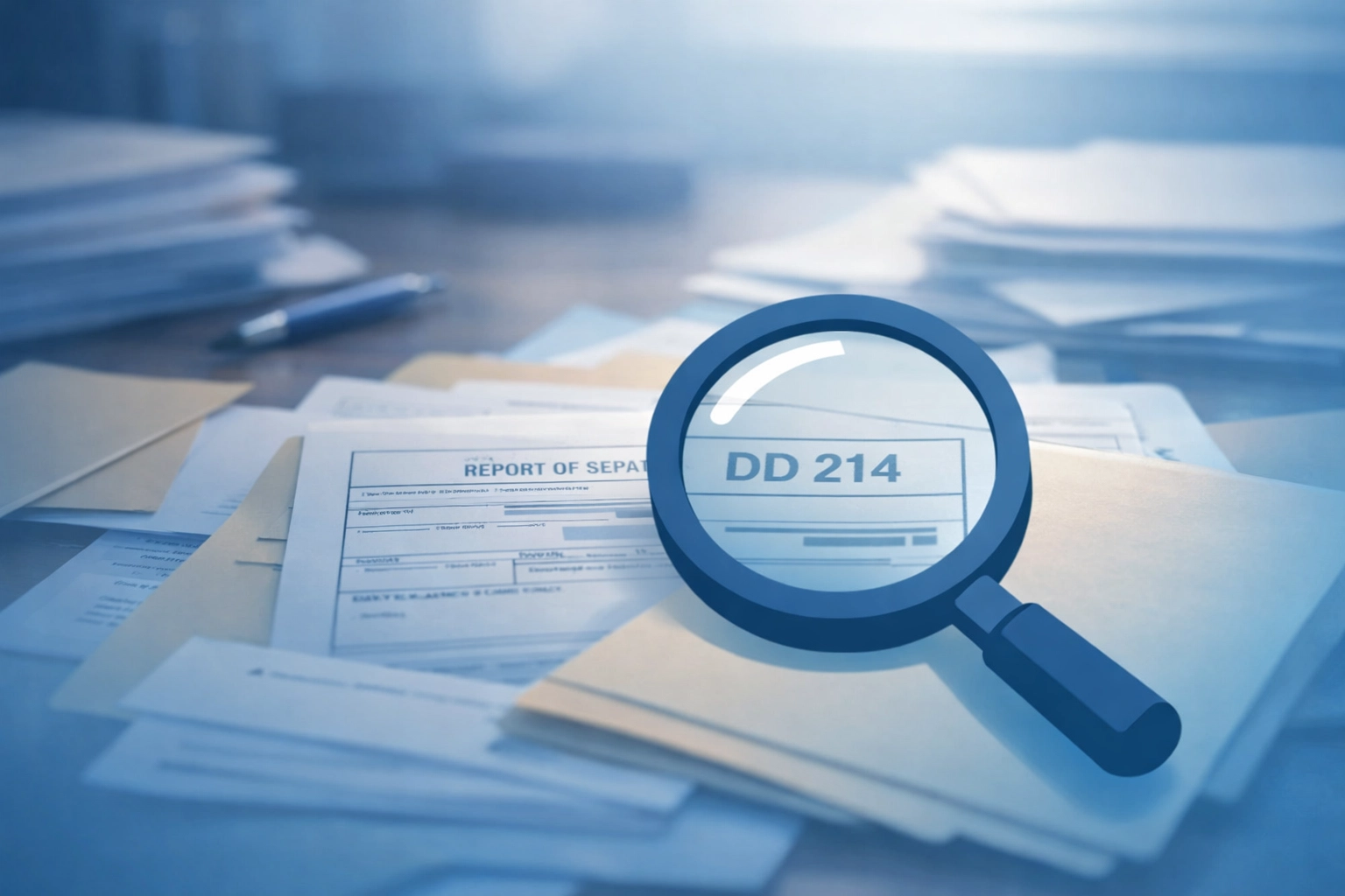 DD214 military discharge document under examination for VA audit compliance verification