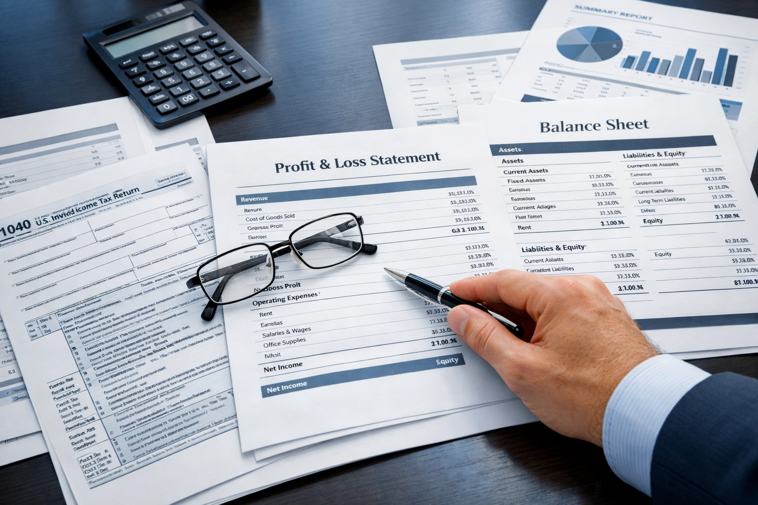 Business tax returns and profit loss statements organized for SBA buyer due diligence review