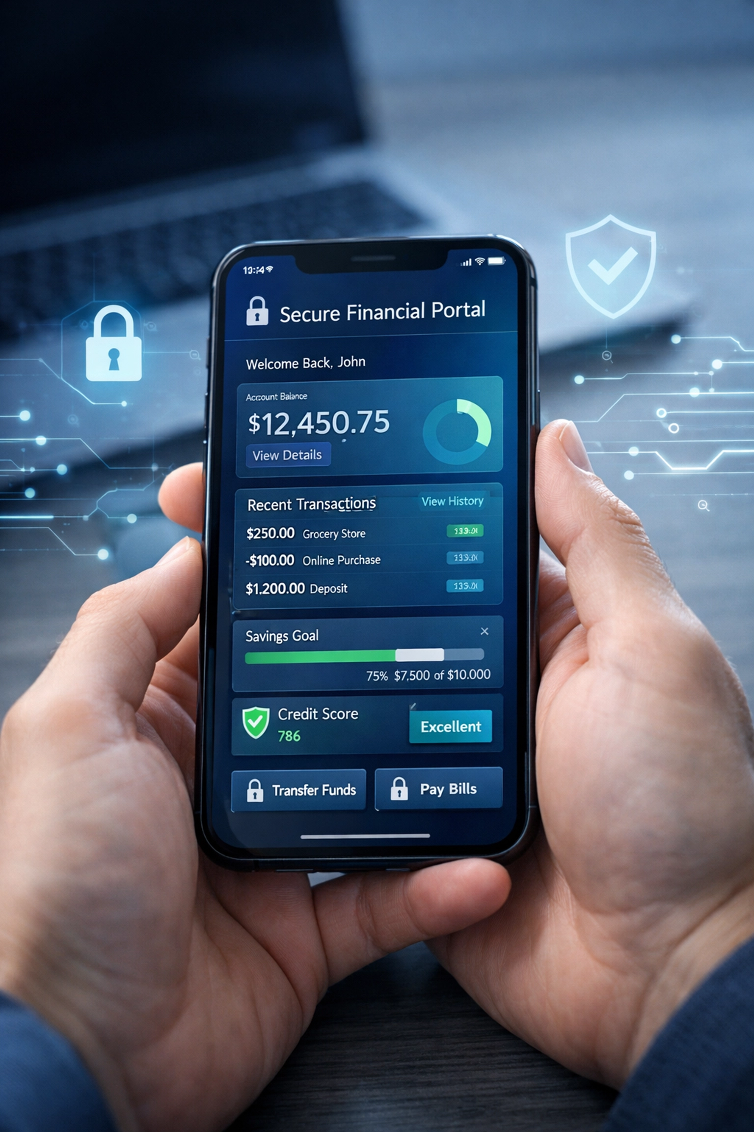 Portal seguro de impuestos en smartphone con funciones de seguimiento y pagos