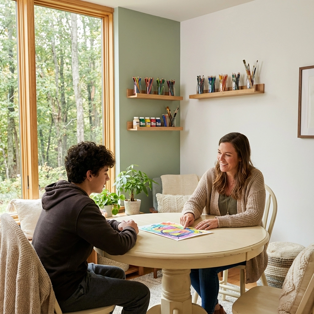 group art therapy teen communication outdoors