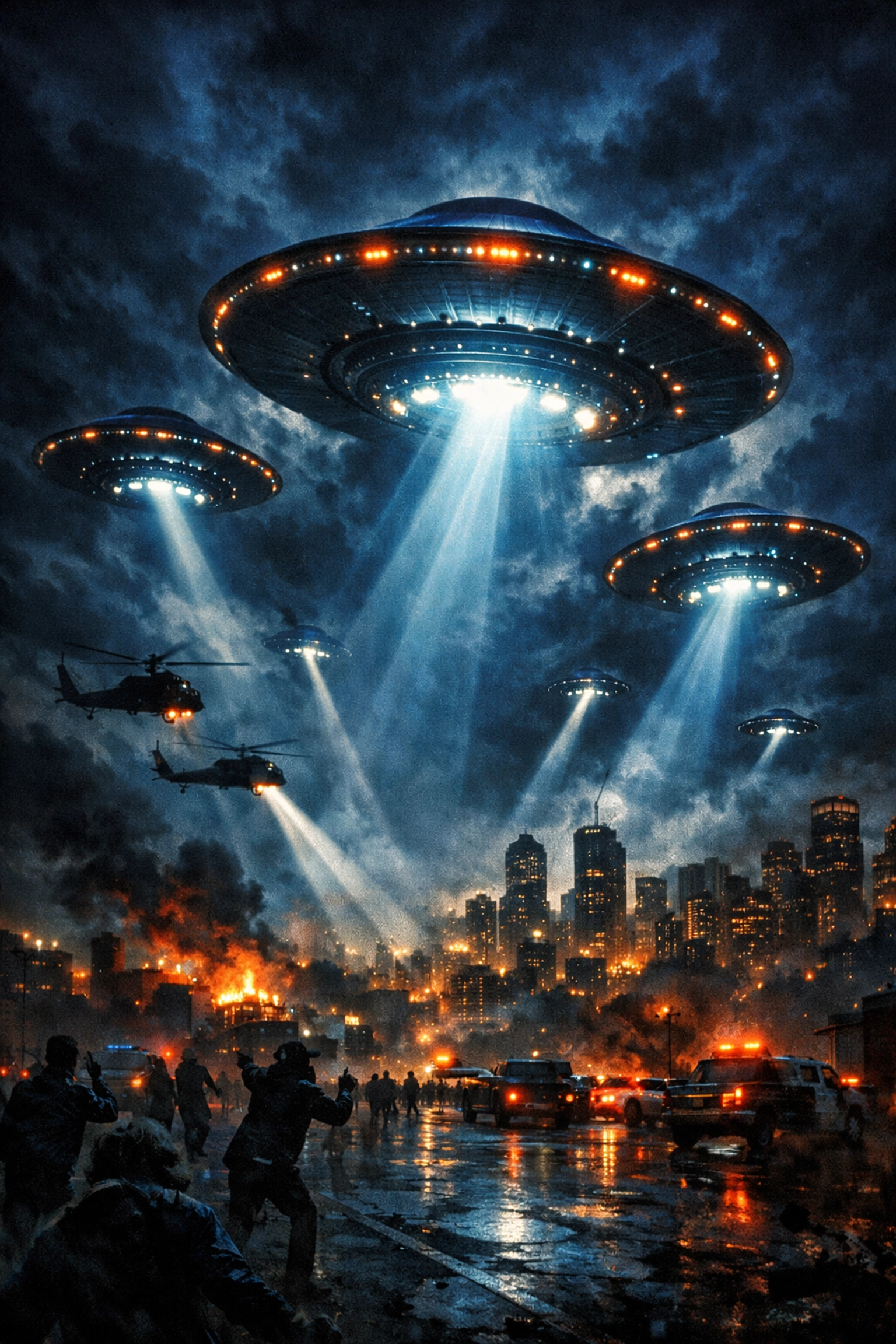 UFOs hovering over city in Spielberg's Disclosure Day Super Bowl trailer scene