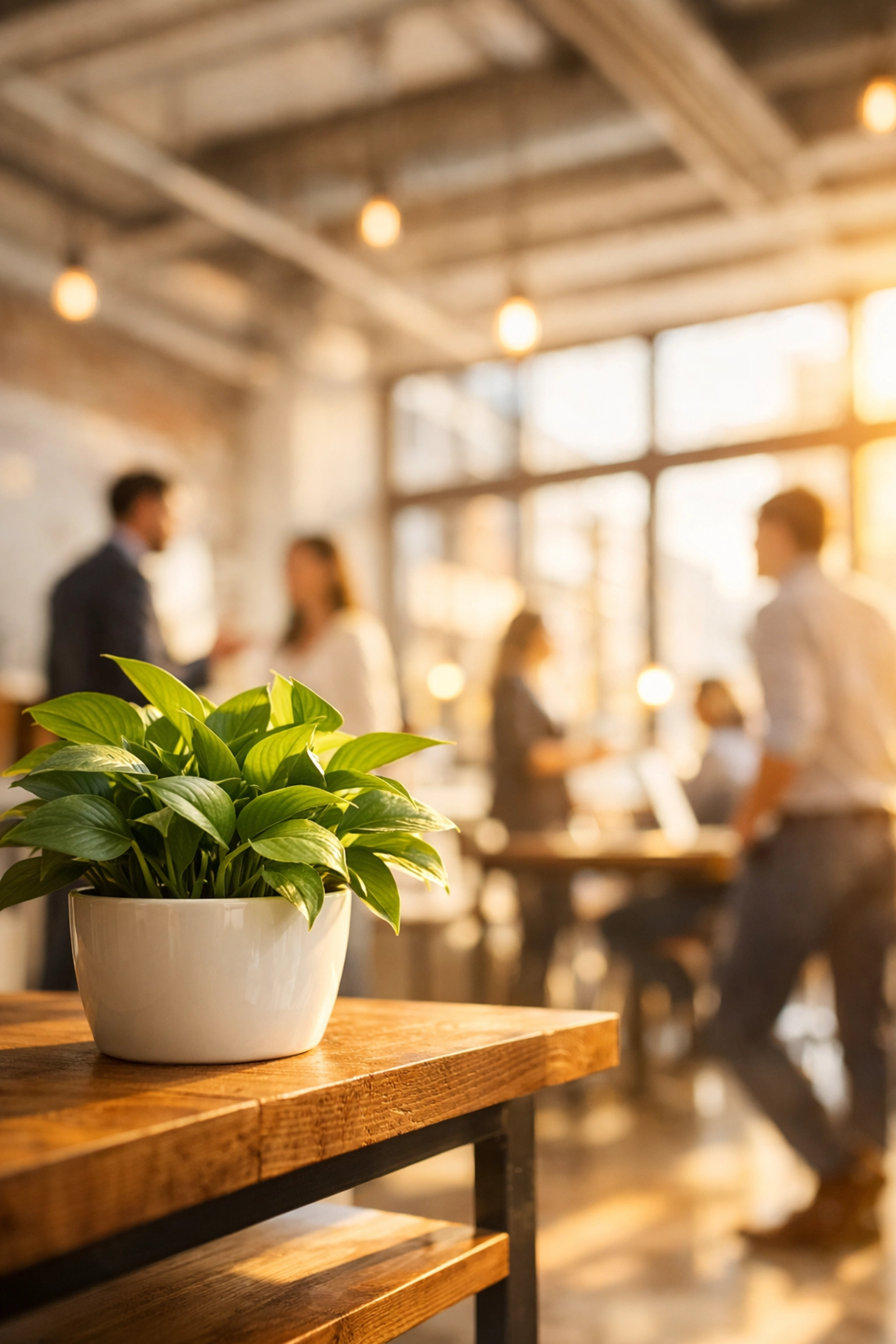 Green plant in a bright office symbolizing financial growth and building generational wealth.