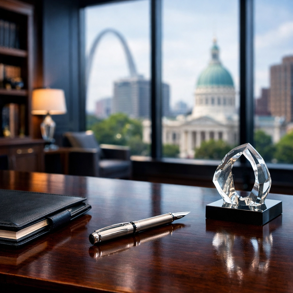 Professional St. Louis law office interior for Mary A. Cosmo, focusing on family law and estate planning.