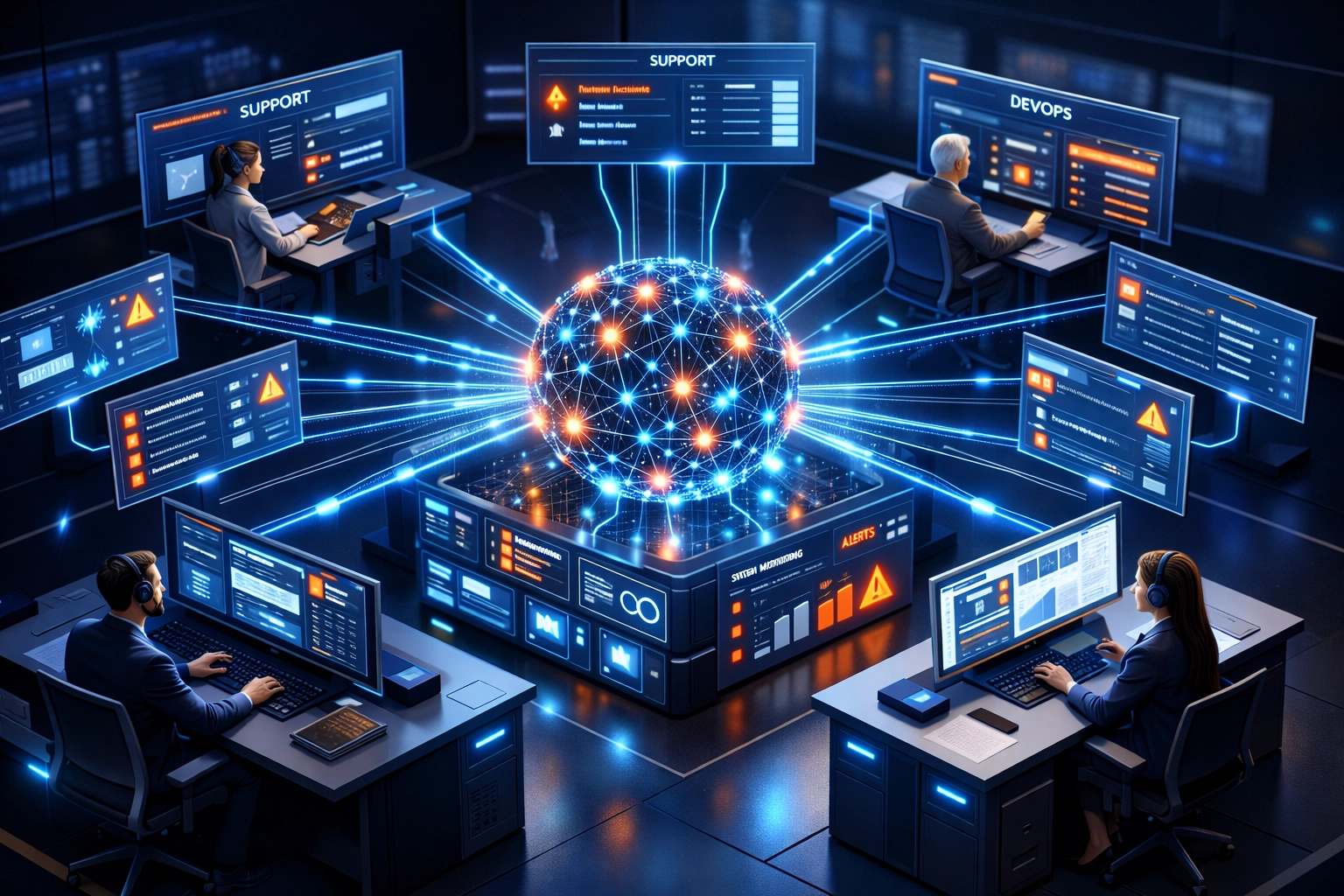 AI-powered ServiceNow incident management system autonomously routing tickets to specialists