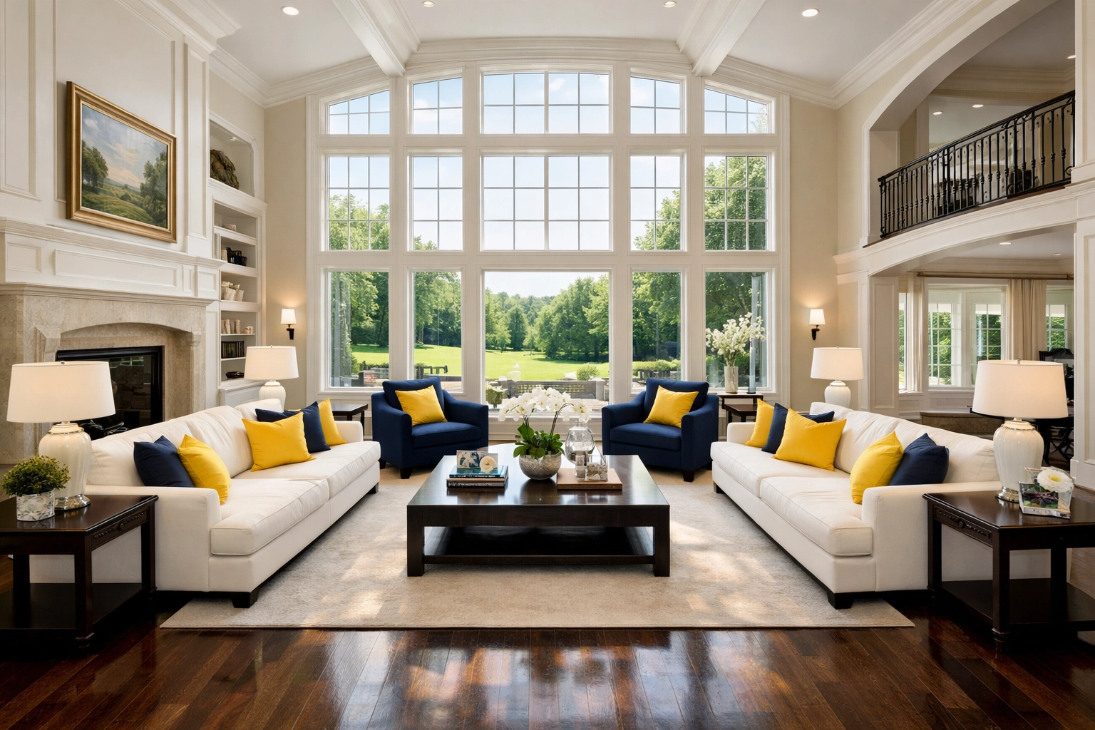 Immaculate Dover living room with polished floors showing professional residential cleaning Massachusetts quality.