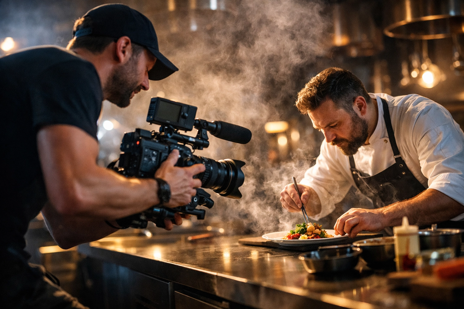 A videographer filming high-energy content to build a successful career using a professional marketplace.