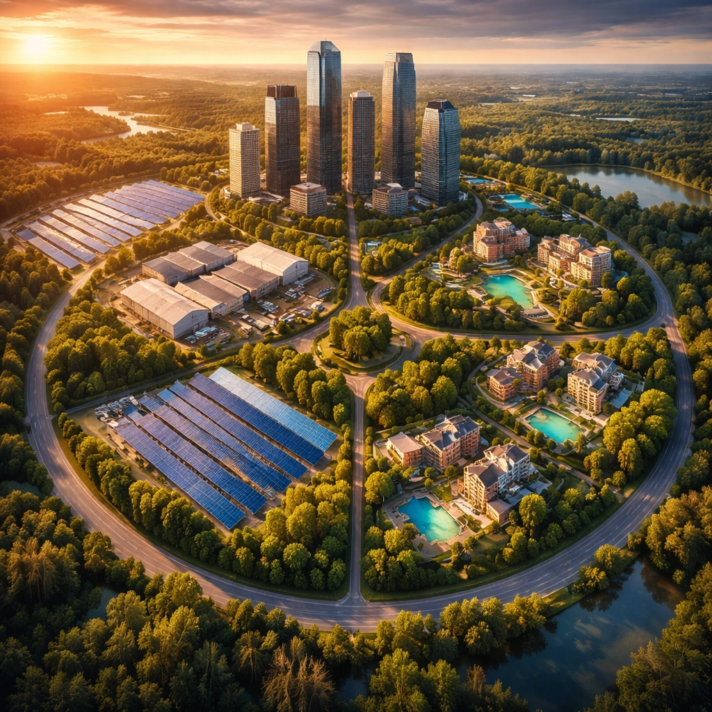 Aerial view of diverse real estate assets in a portfolio, highlighting strategic alternative investment options.