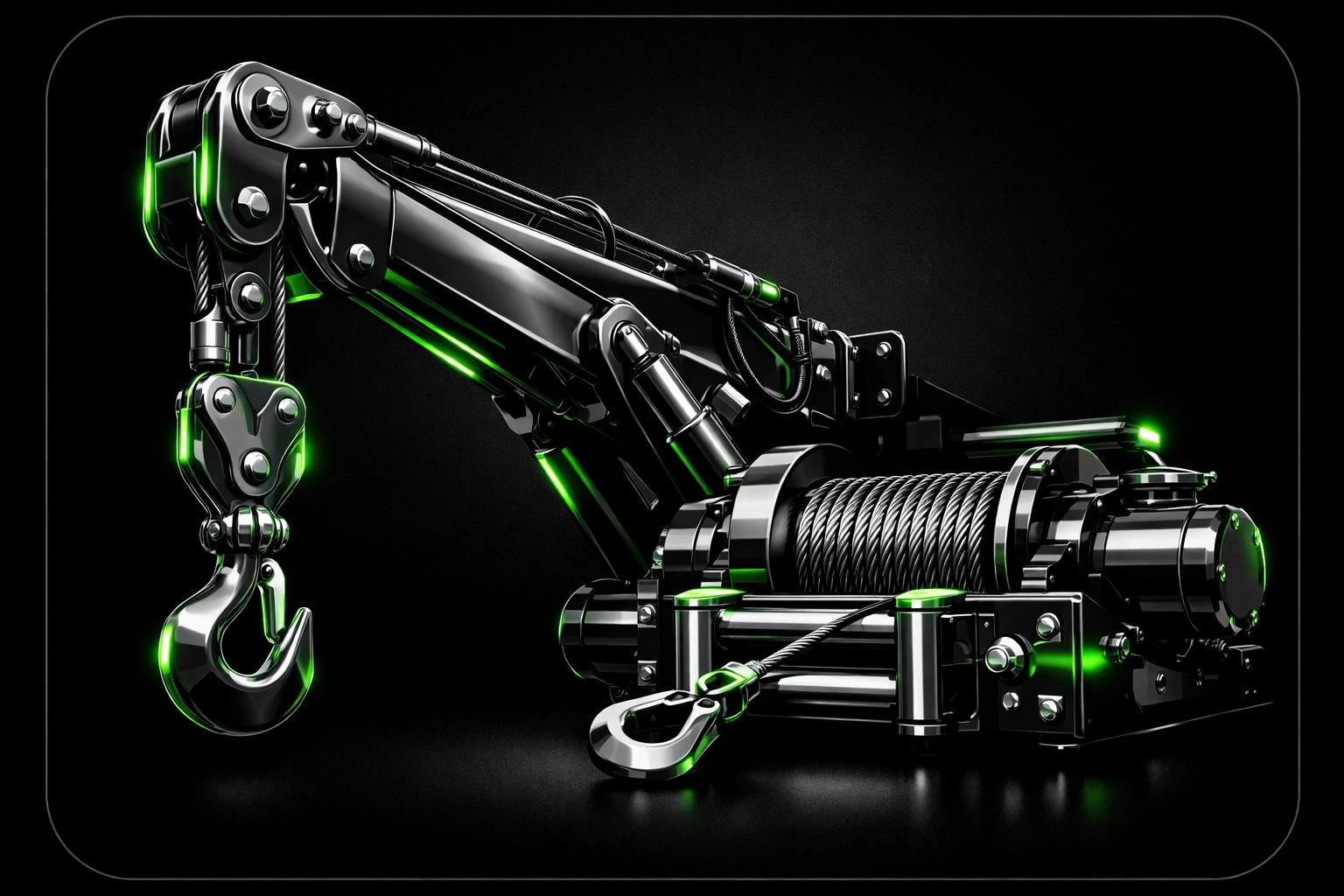 Close-up of heavy-duty recovery equipment for professional towing and recovery Houston services.