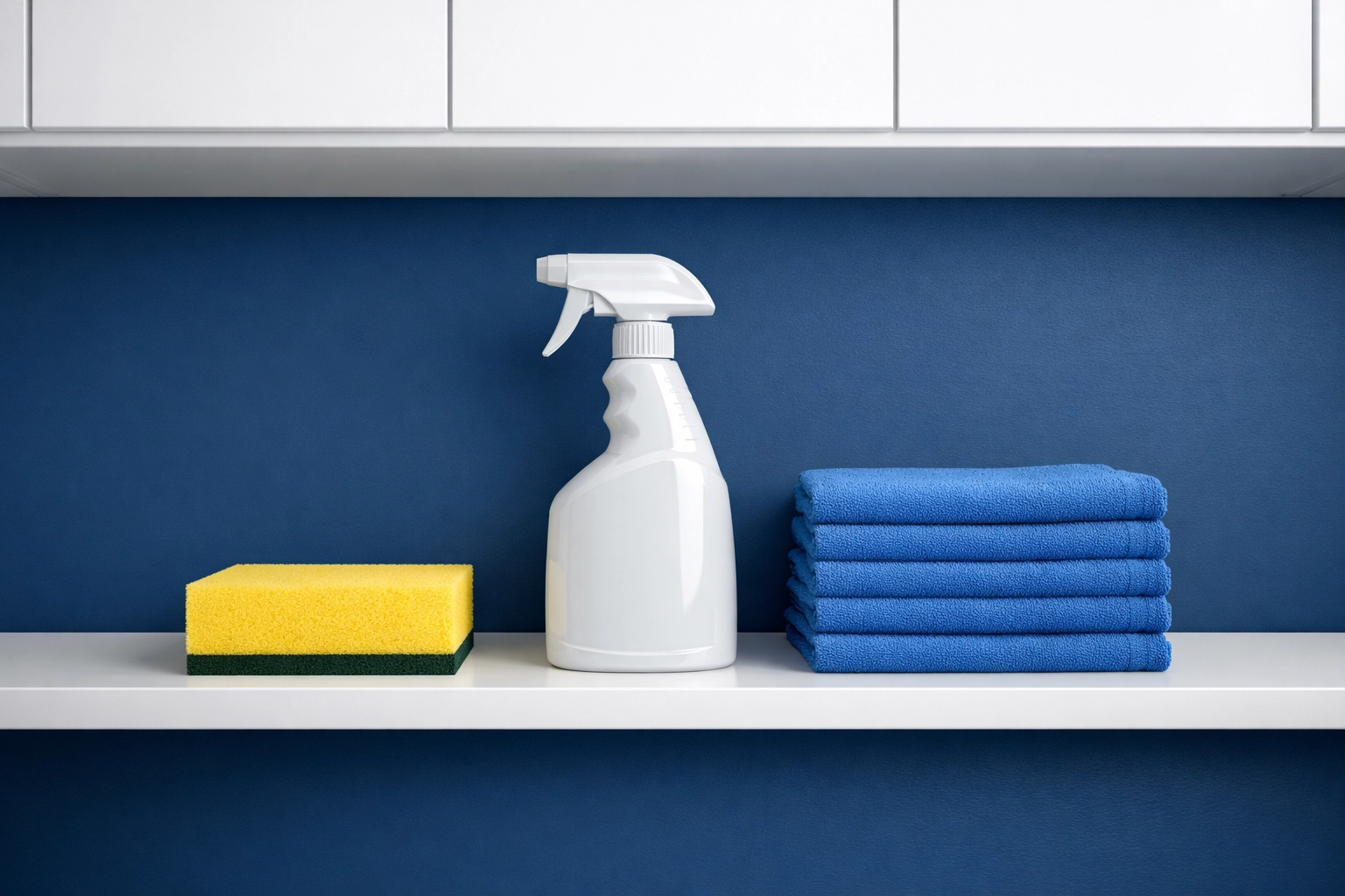 Organized professional cleaning supplies for a thorough deep cleaning checklist in a Medfield home.