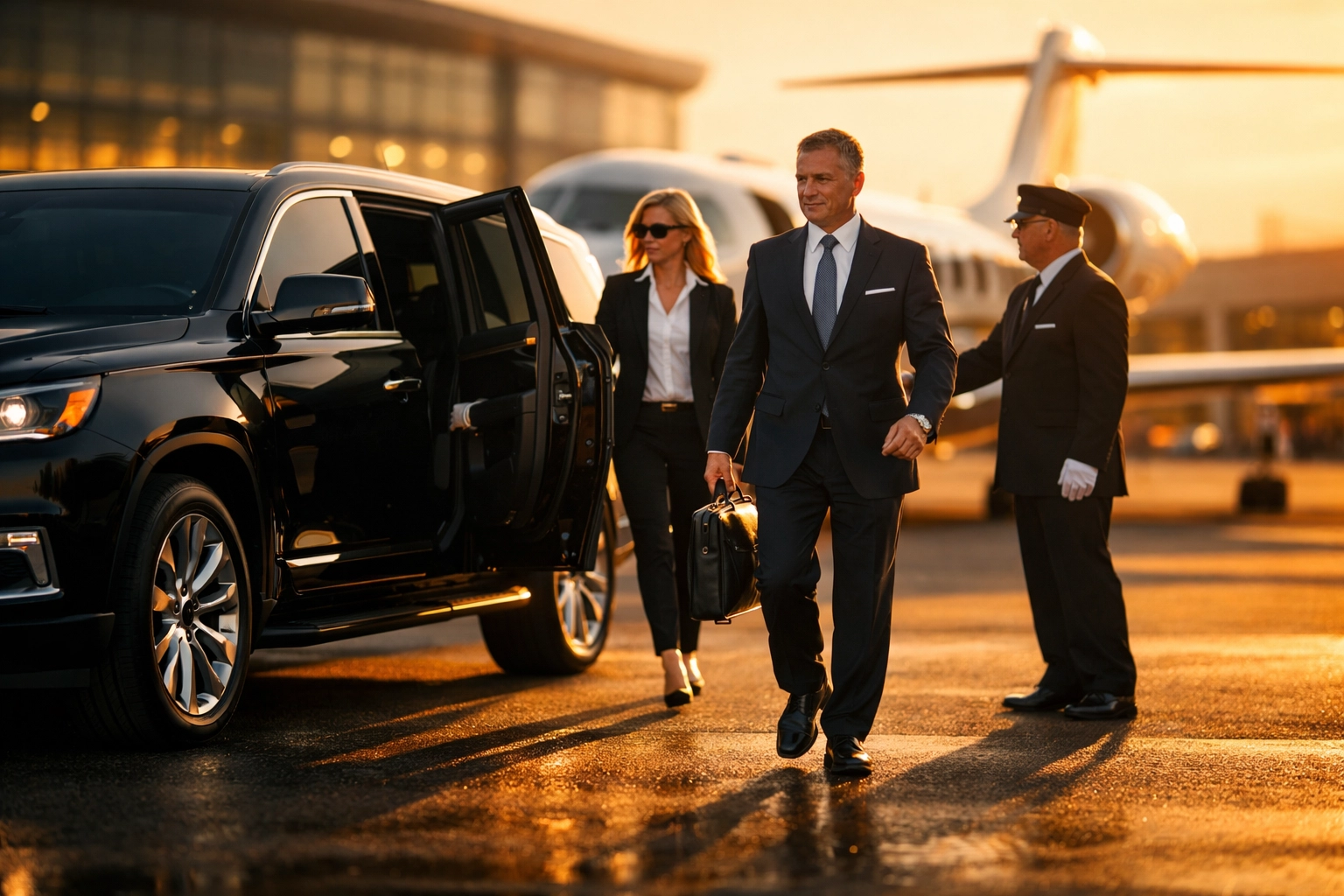 NEWSLETTER: Why Your Competitors Are Winning at Super Bowl Networking (And 5 Ways You Can Too) Executive team arriving via private jet and luxury transportation for Super Bowl