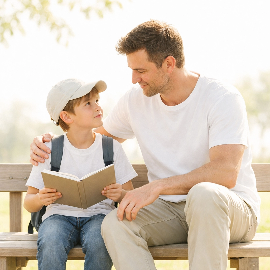 Father and child reviewing schoolwork, showing why child custody advice and engagement matter.