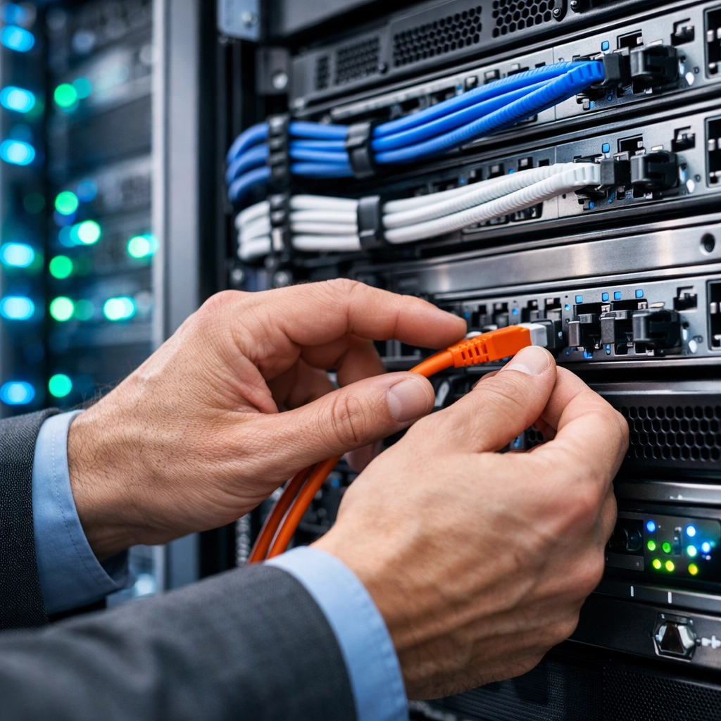 Technical specialist managing server racks for optimized ITOM and platform health.