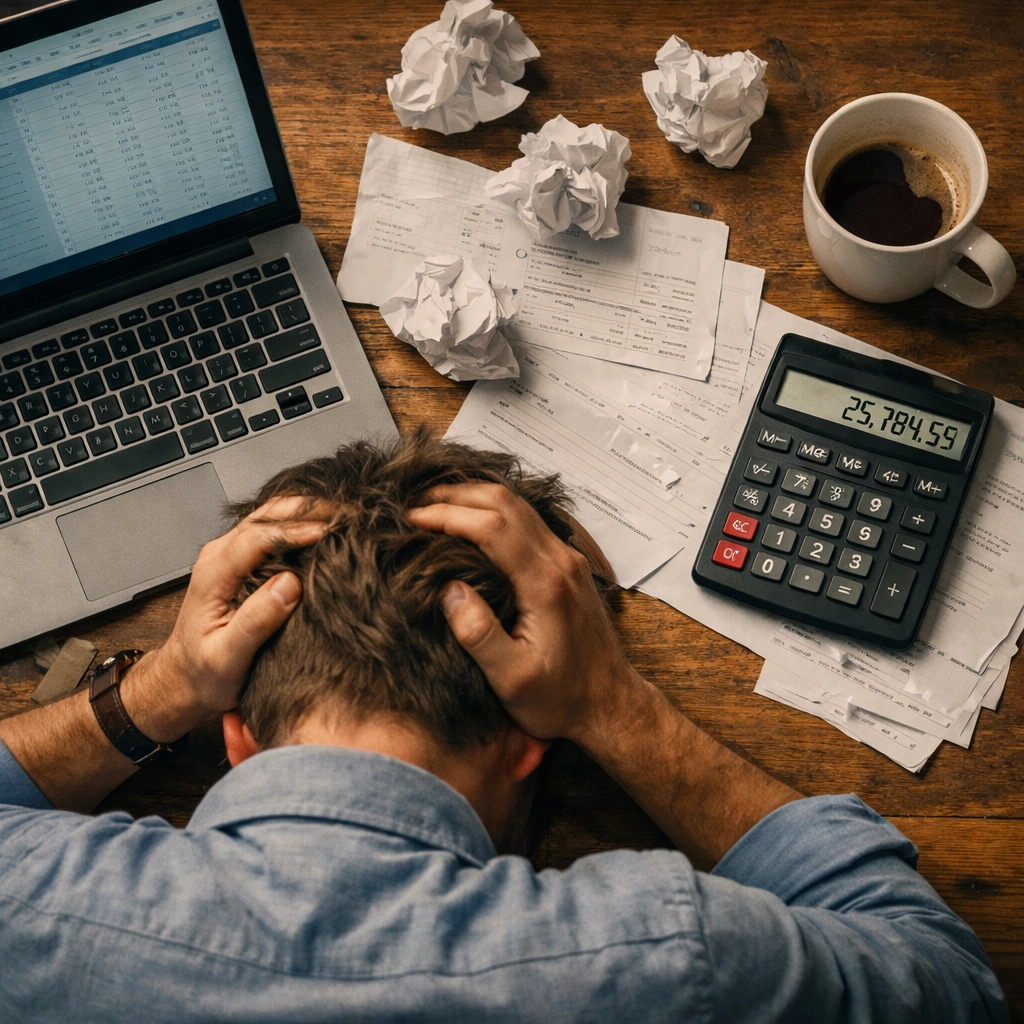 Why Hiring 'The Best' Might Be the Biggest Mistake for Your Practice Medical practice owner stressed over hiring costs and financial spreadsheets