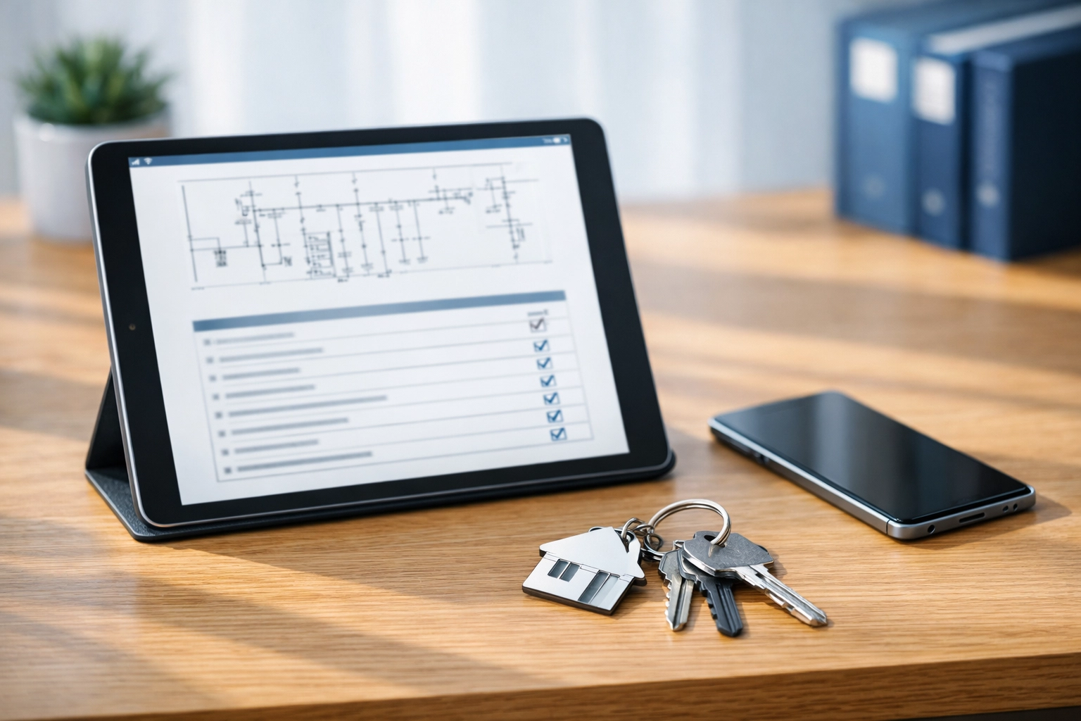 Digital EICR safety certificate displayed on a tablet for organized landlord property record keeping.