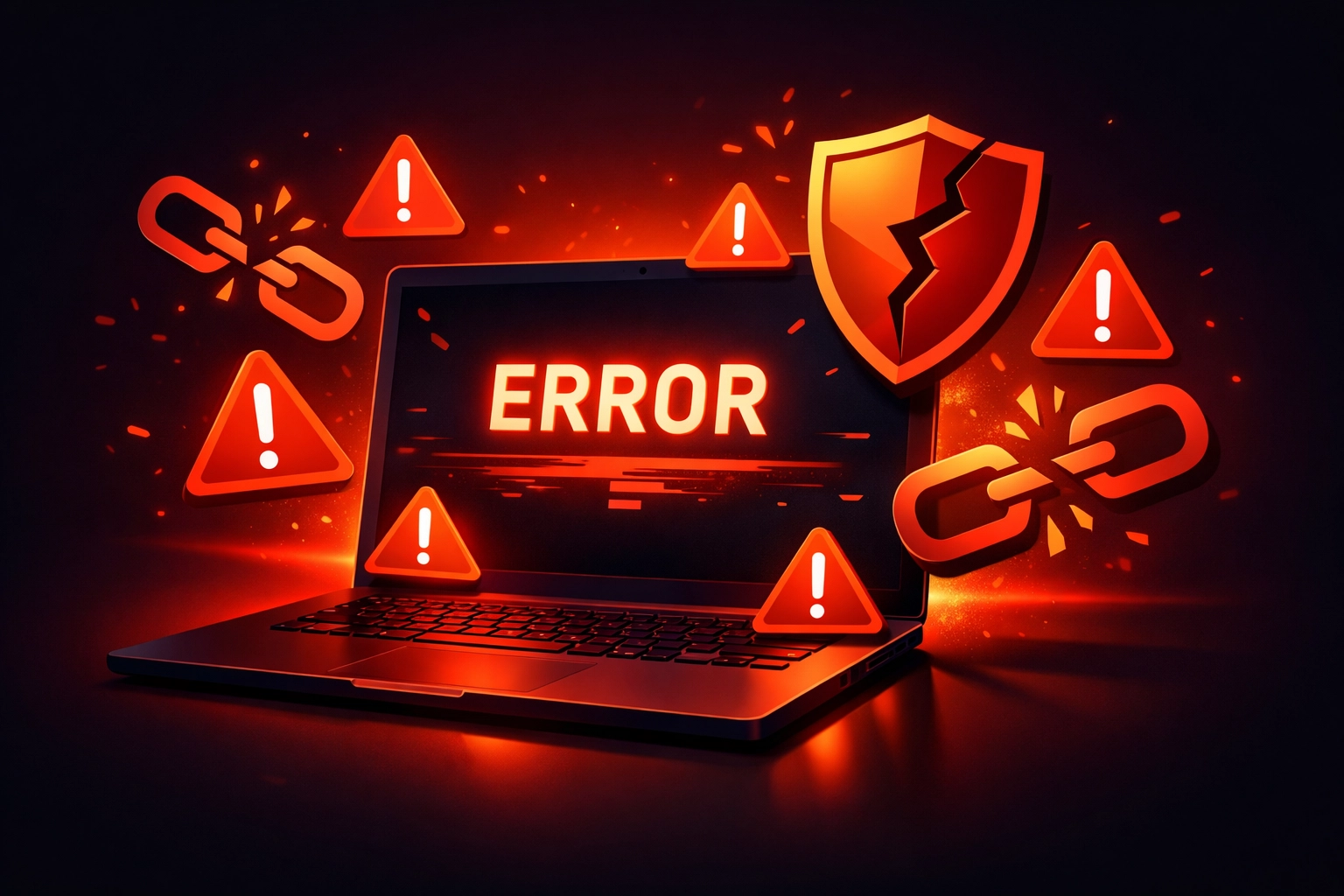 Website technical errors including broken links and security warnings affecting business credibility