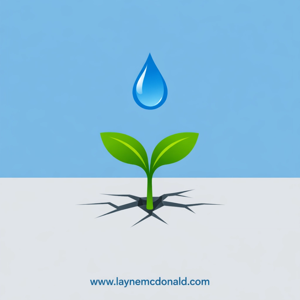 A small green sprout growing from a crack, symbolizing organic growth in faith-integrated media and creative excellence.