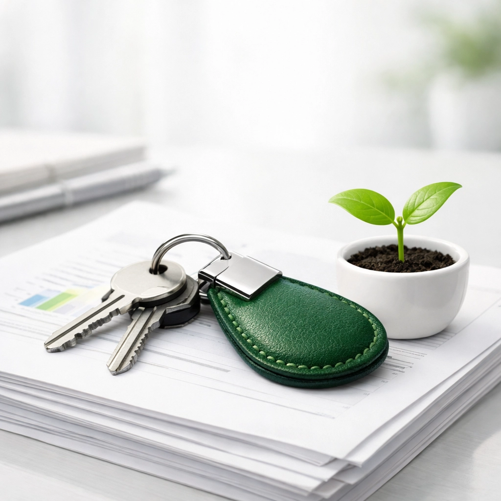 House keys and financial documents representing a successful DSCR loan exit and rental income growth.