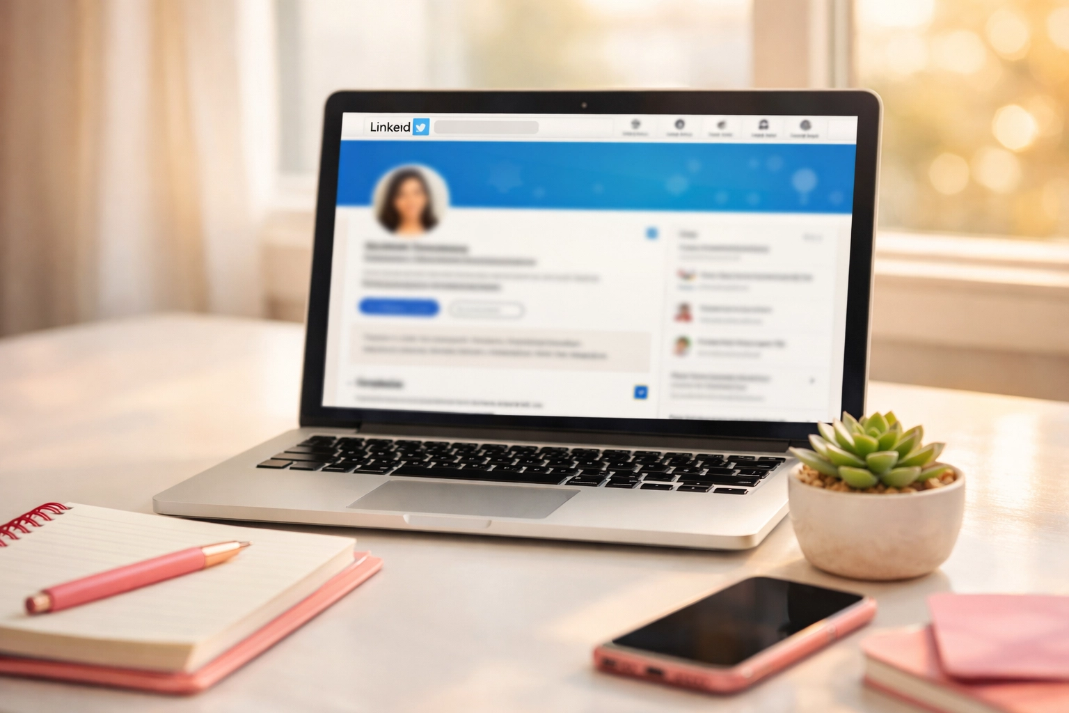 Optimized LinkedIn profile displayed on laptop for effective lead generation