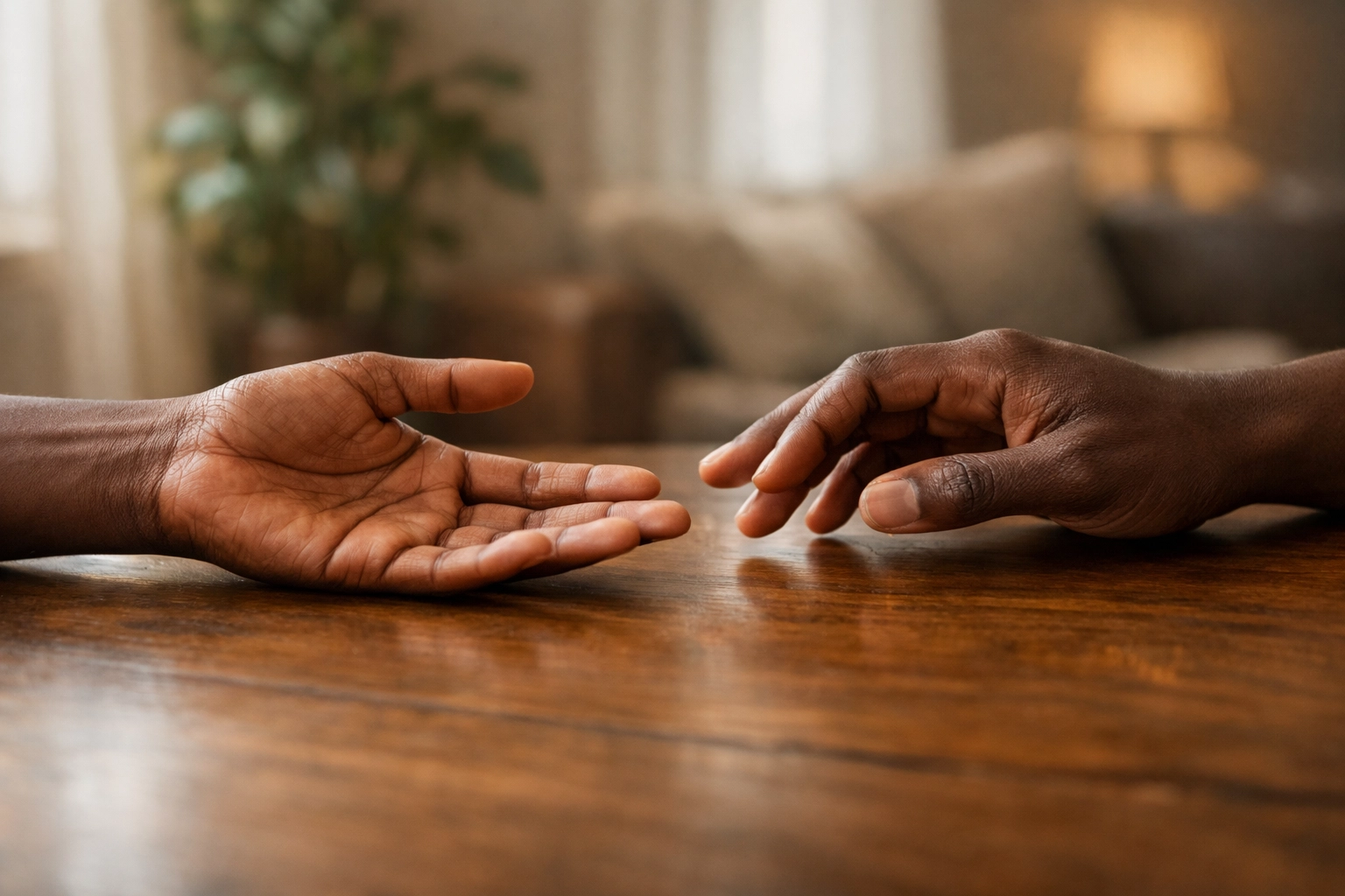 Two hands reaching toward each other symbolizing communication in Black relationships