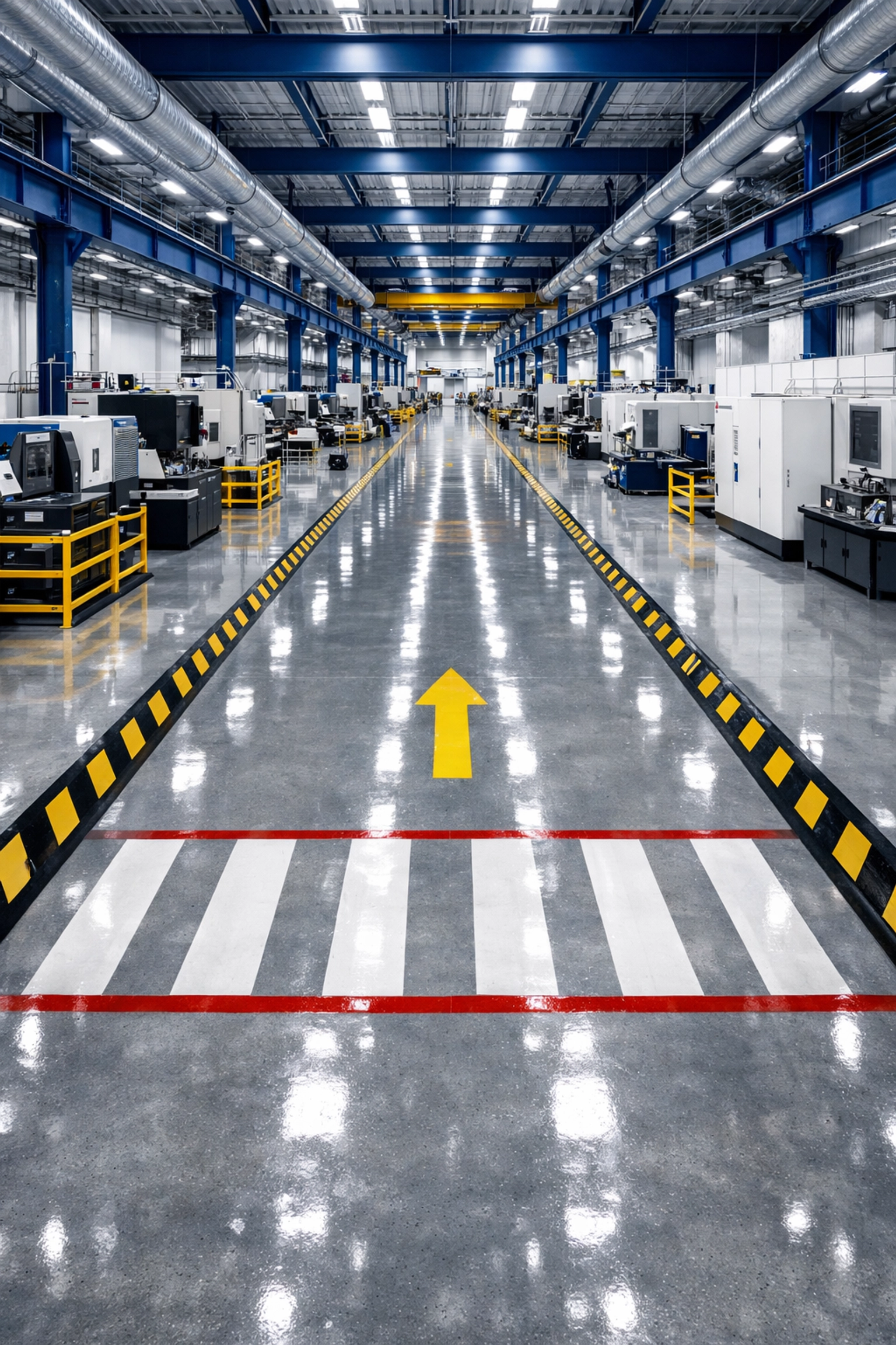 Spotless industrial warehouse floor in New Bedford with professional janitorial care.