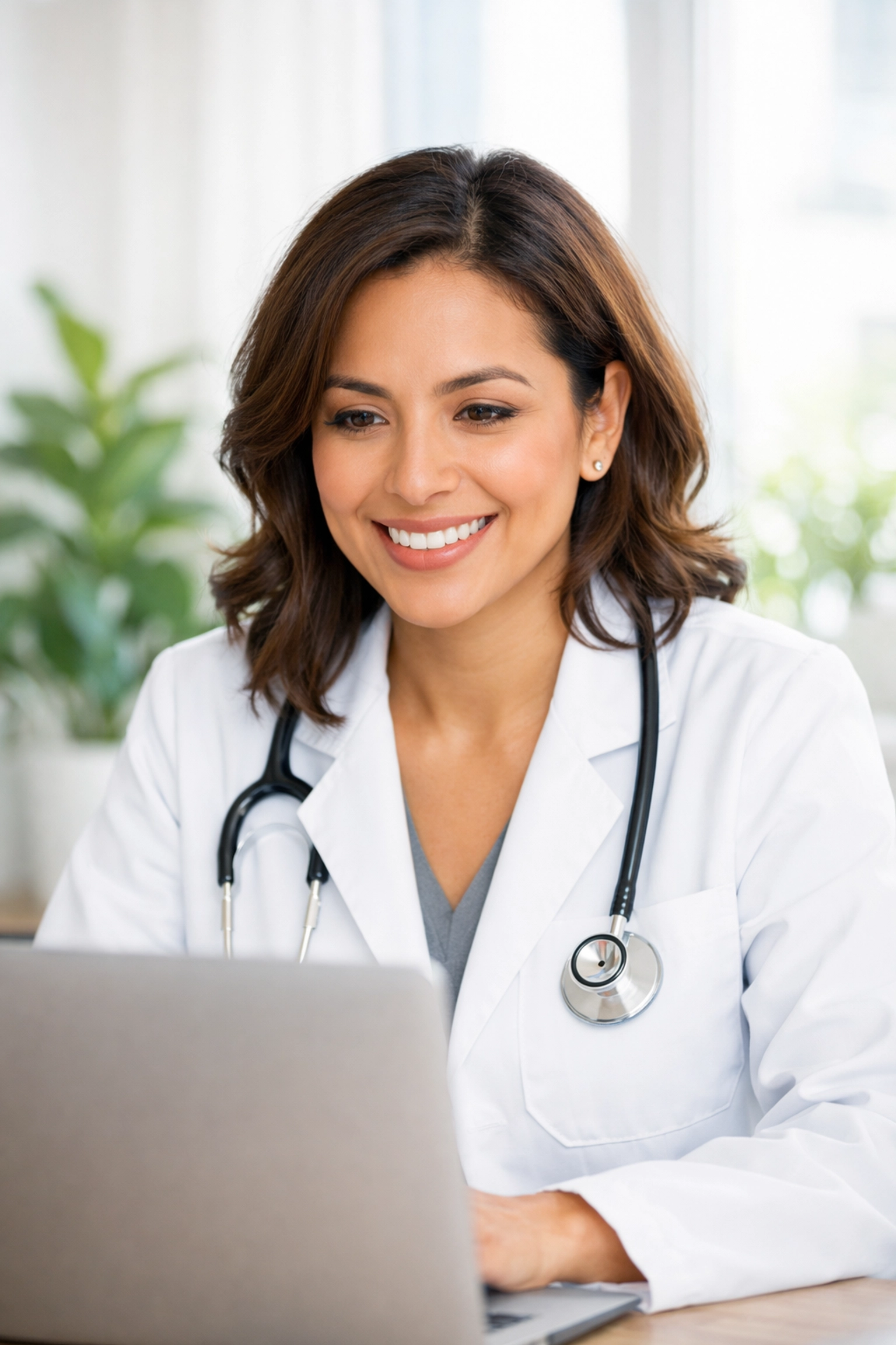 Professional online weight loss doctor providing medical supervision through a telemedicine consultation.