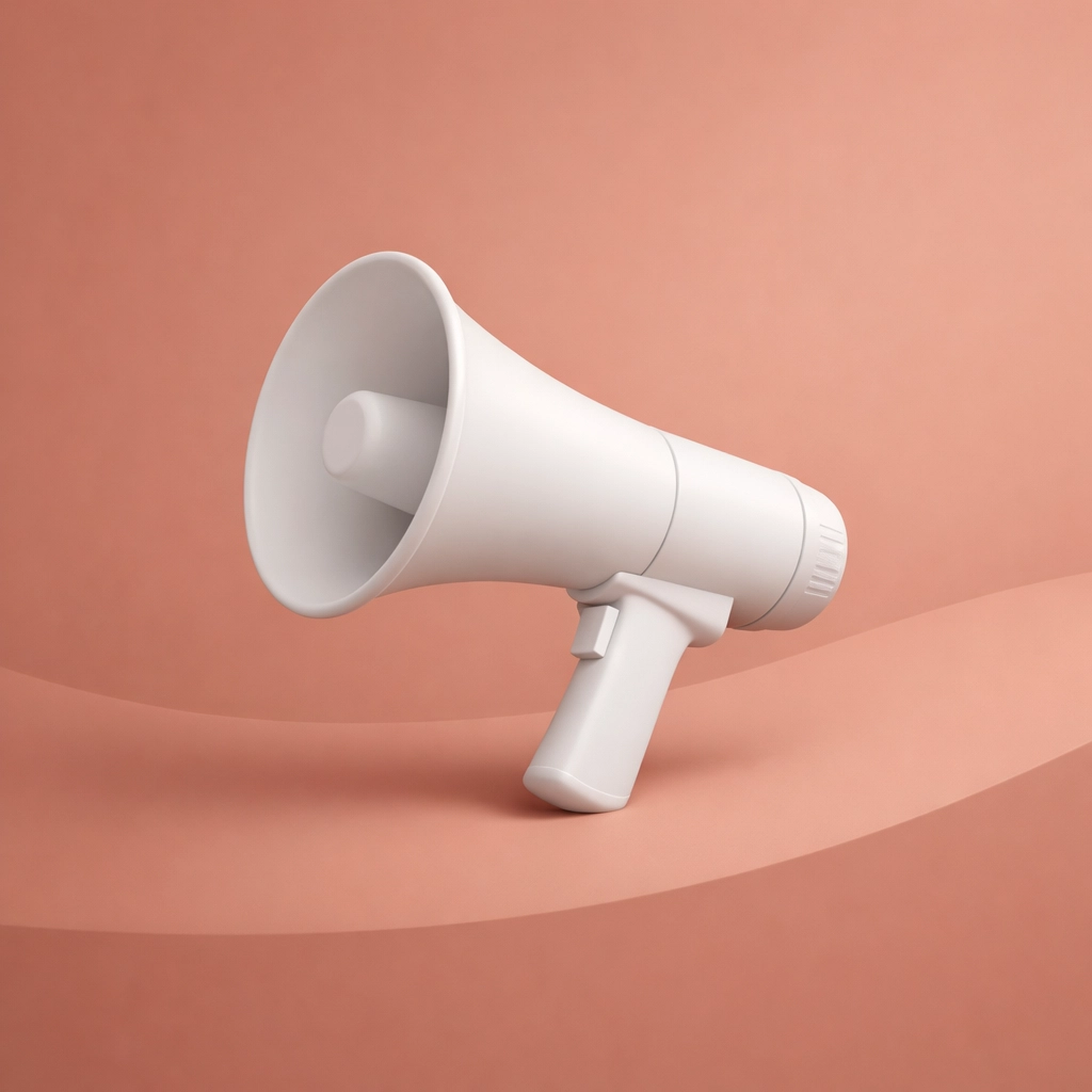 Modern white megaphone symbolizing active Google Business Profile posts for a digital marketing agency in Tampa.