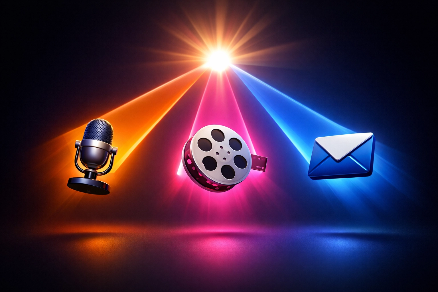 Diagram showing a central blog post being repurposed into email, video, and social media content formats.