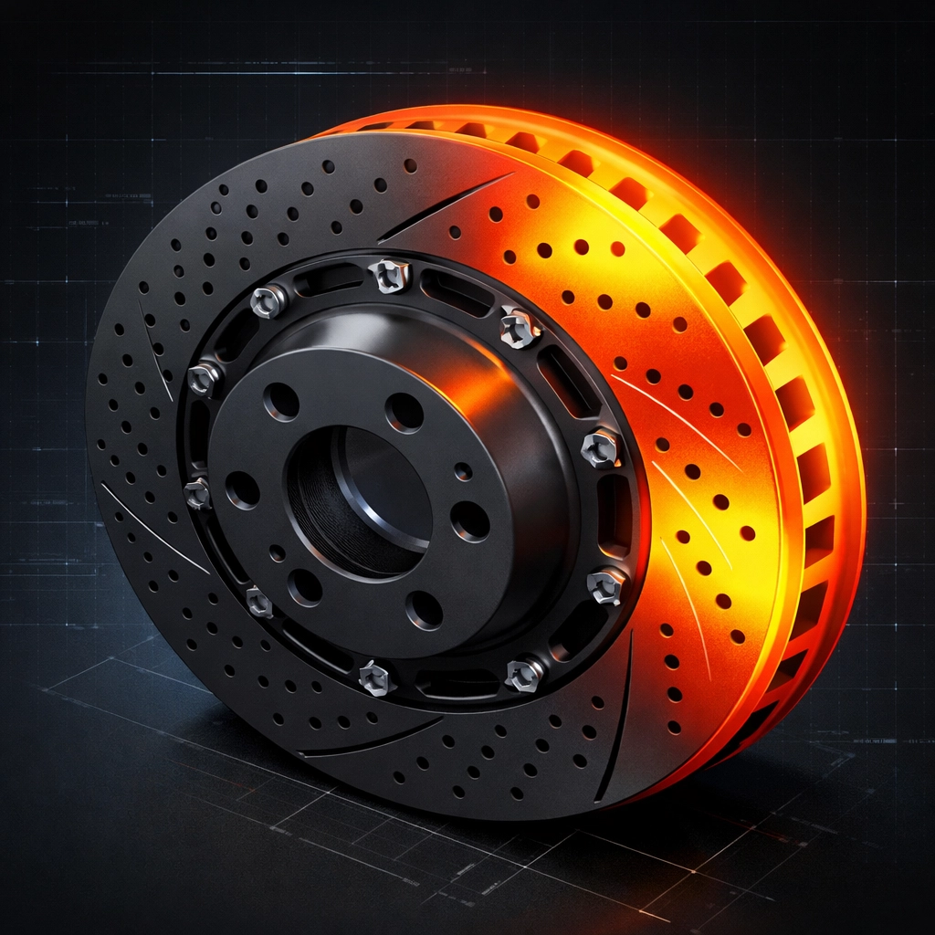 Visualizing thermal stress and warped brake rotors during a professional automotive diagnostic check.