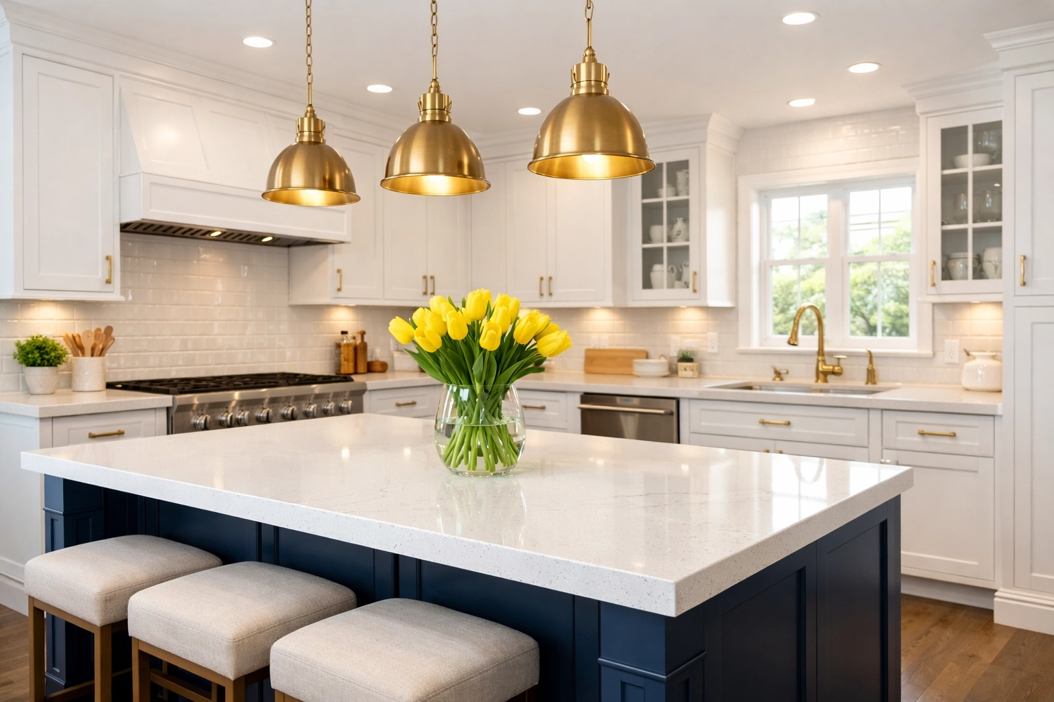 A sparkling clean renovated kitchen in Holliston following a detailed post construction cleaning service.
