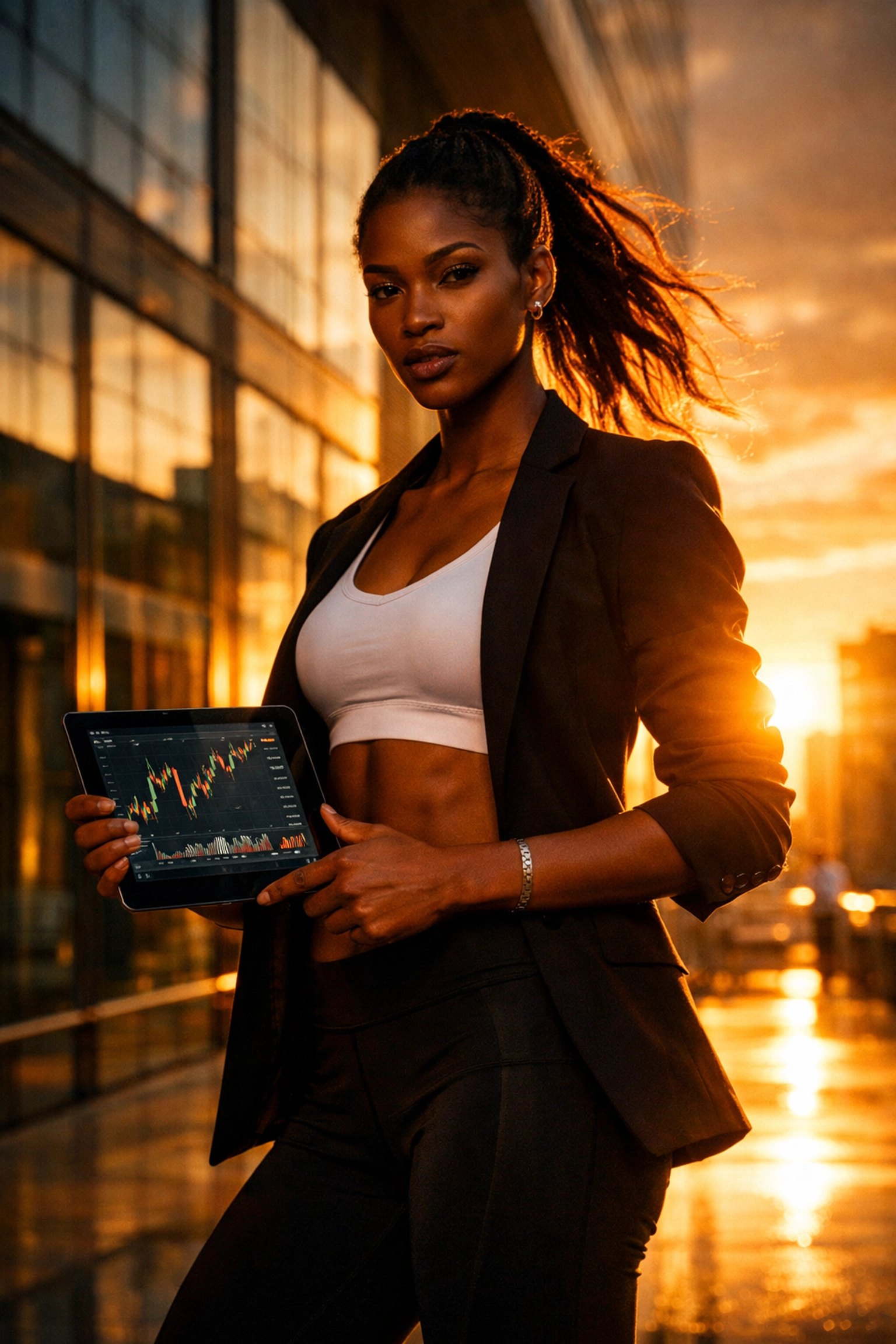 Young Black businesswoman reviewing financial data embodying modern money moves