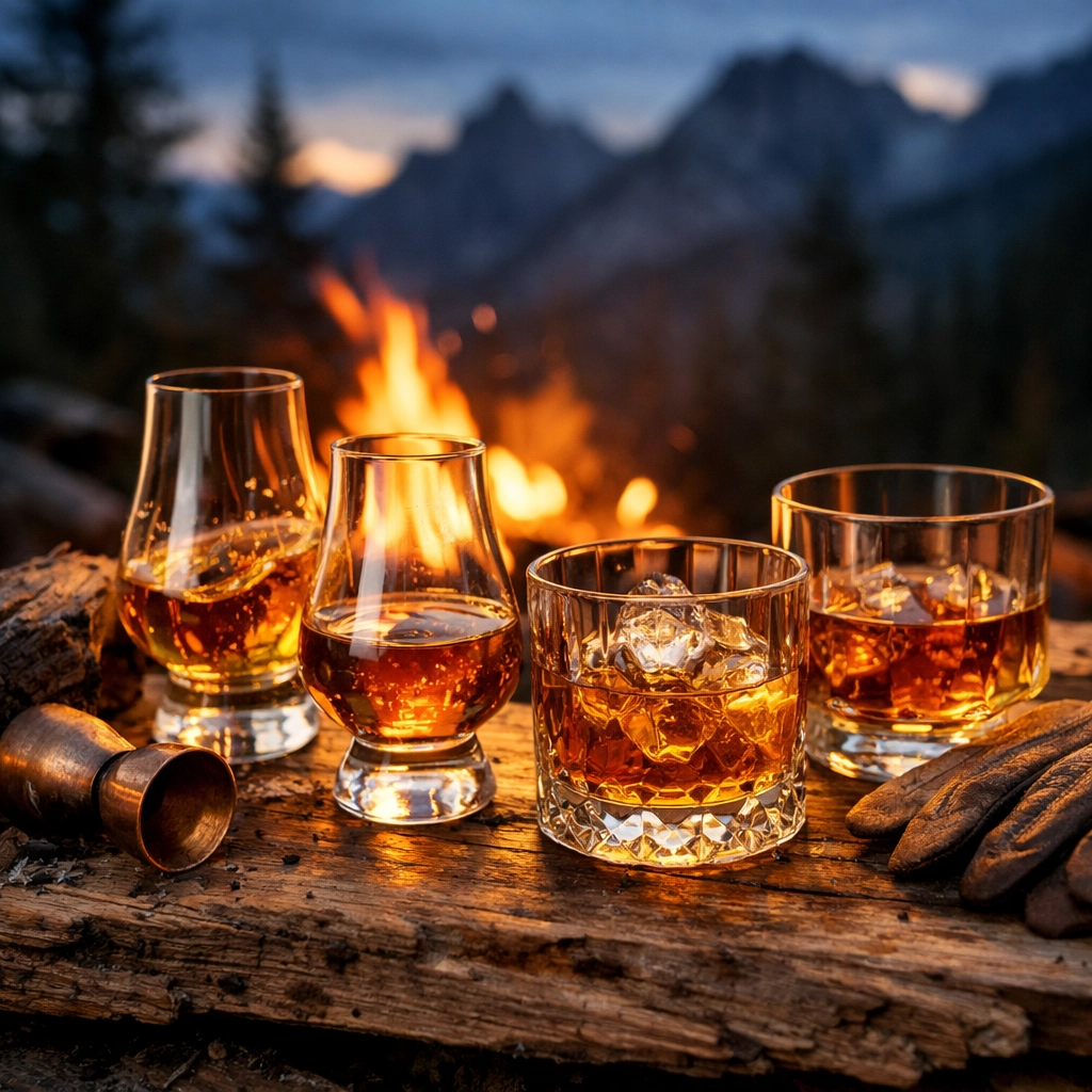 Craft whiskey tasting at Team Whiskey Bonanza featuring premium pours and scenic mountain views.