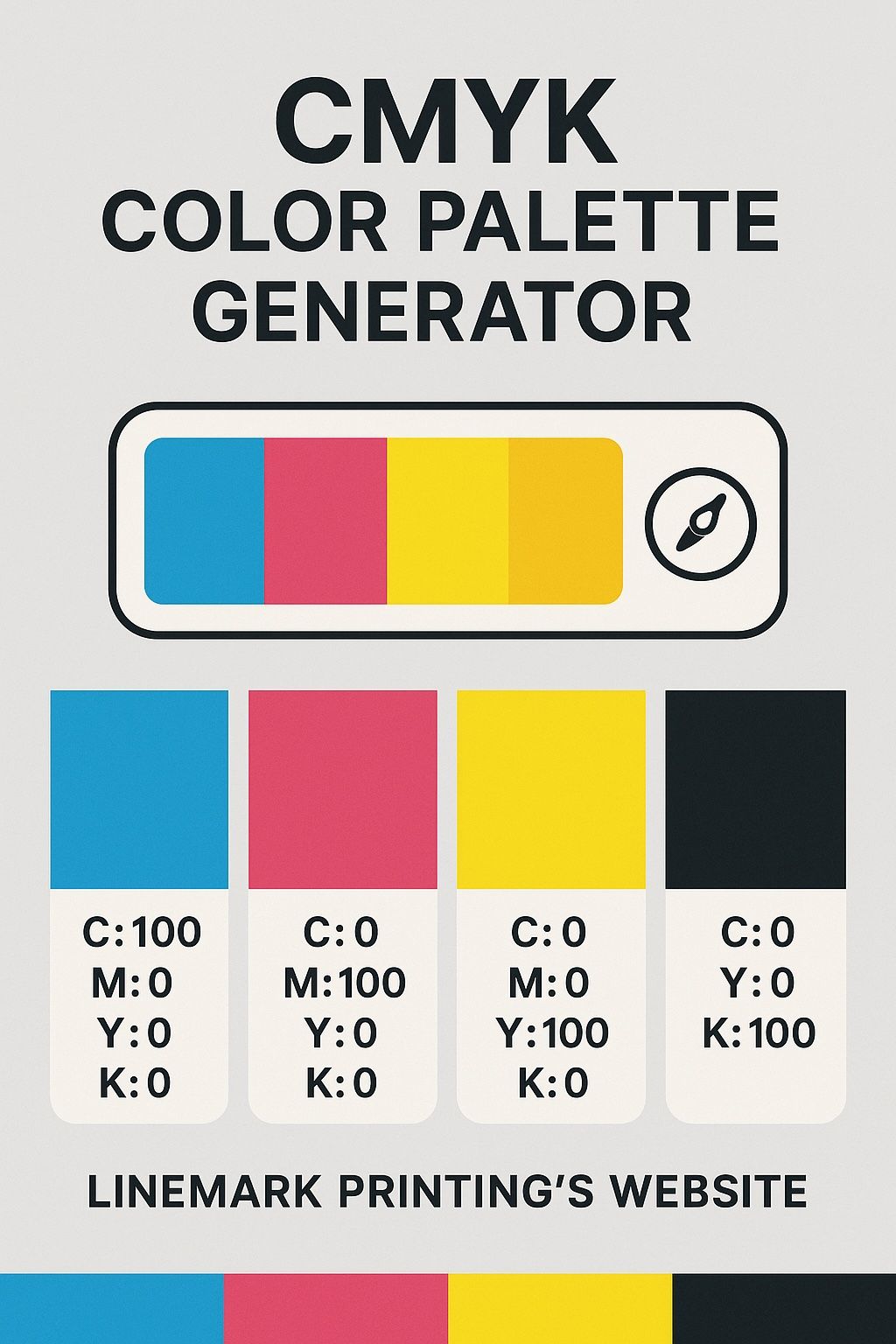 A graphic displaying a CMYK color palette generator emphasizing precise color management.