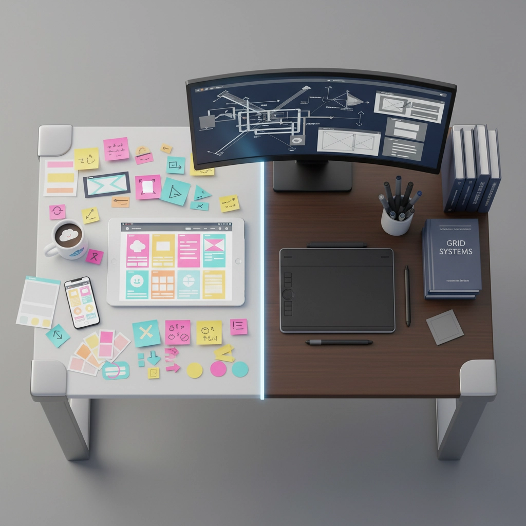 Custom website design team collaborating on UX and code for a scalable small business site