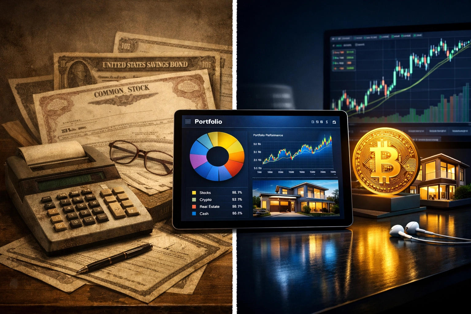 Comparison of traditional 60/40 portfolio versus modern alternative investment strategies