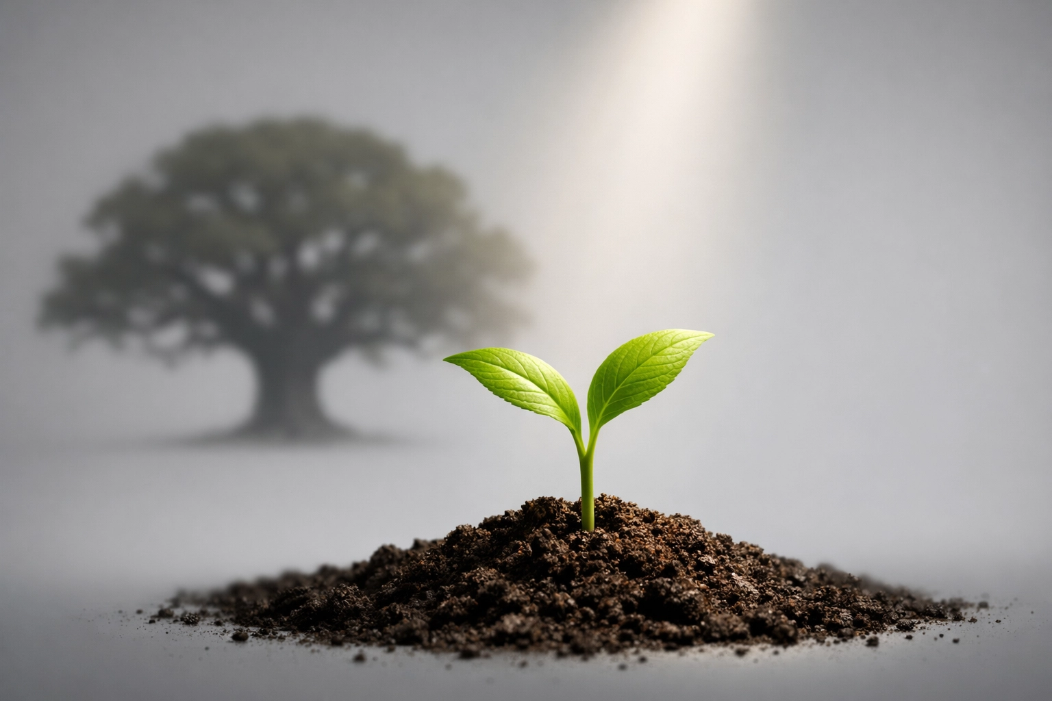 A new plant seedling representing spiritual growth and the importance of long-term church discipleship.