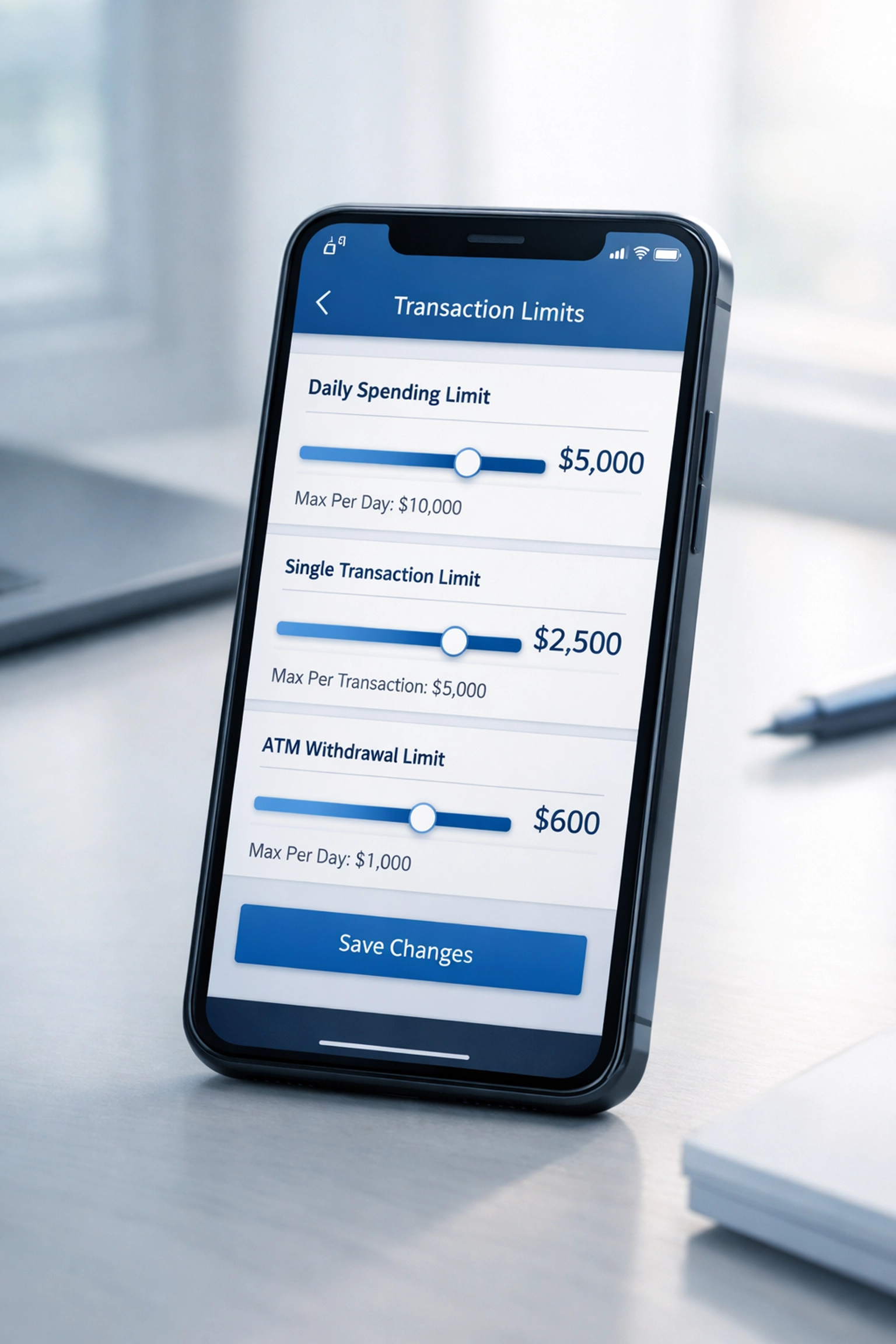 Why You Need to Set "Agent Limits" on Your Bank Account 1 Banking app showing transaction limit settings and spending caps for AI agent controls