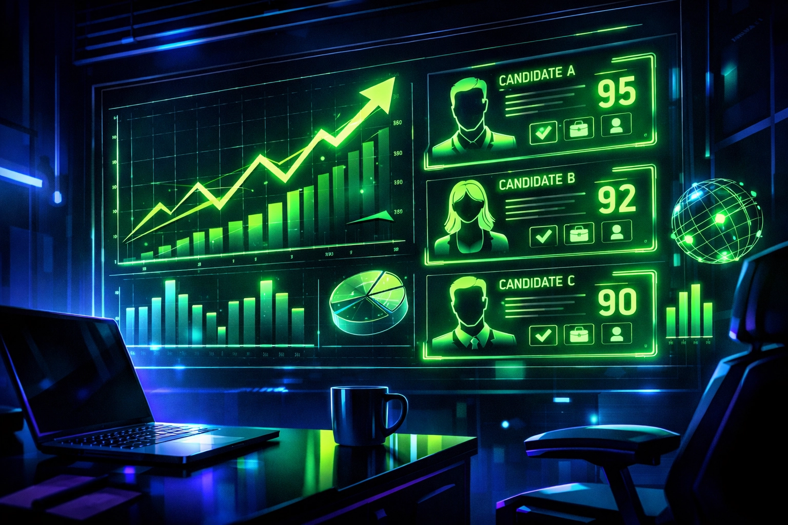 AI-powered campus recruitment dashboard displaying candidate Readiness Scores and hiring analytics