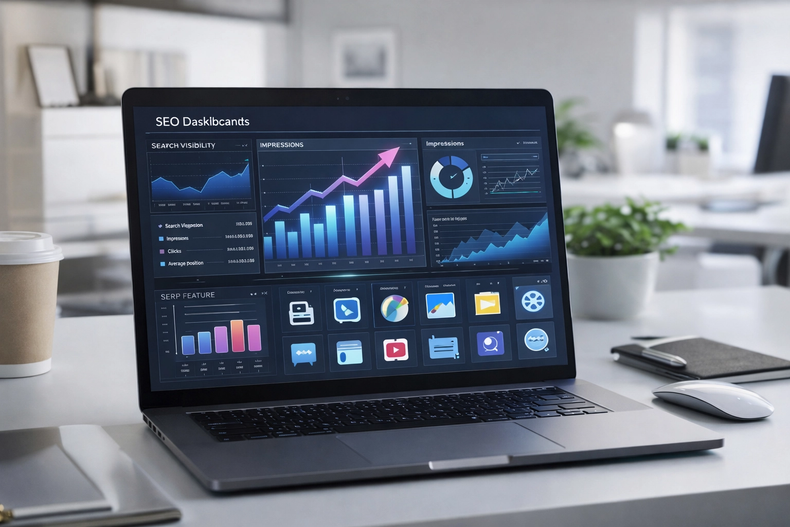 SEO analytics dashboard showing search visibility metrics and ranking data — Simon Leung