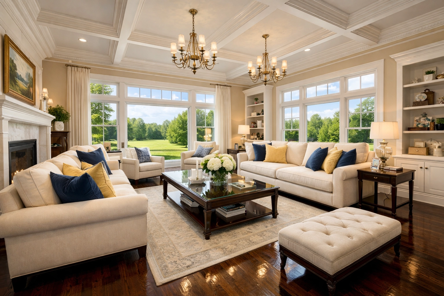 Spotless Lexington living room showing results of professional luxury residential cleaning services.