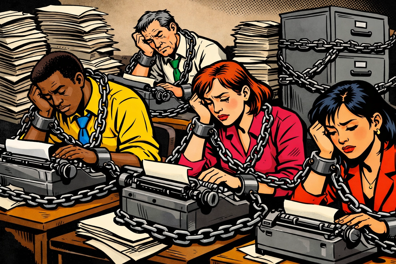 Business team overwhelmed by manual processes and outdated admin systems