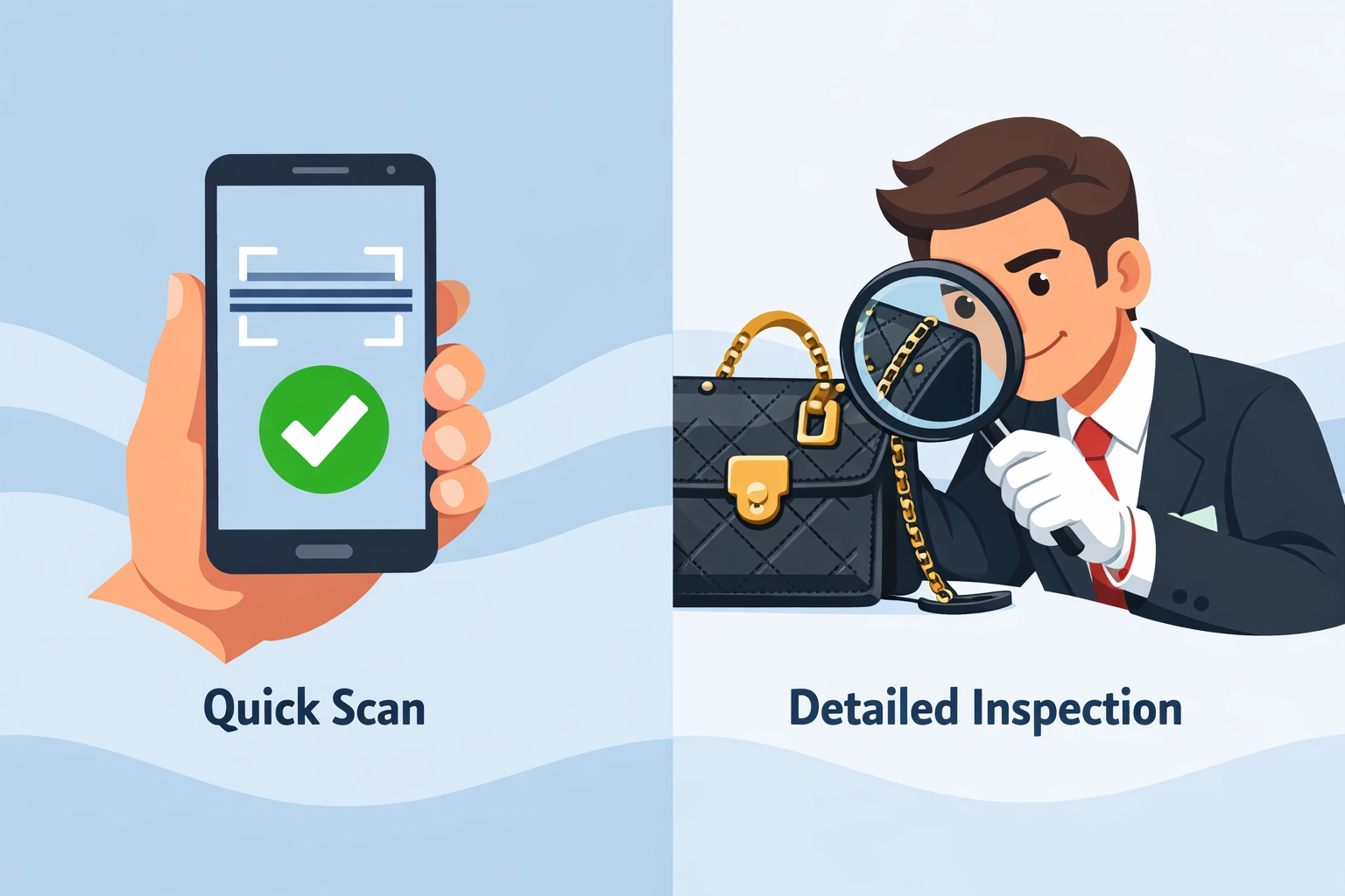 Comparison of automated NFC scanning versus expert manual authentication of luxury items