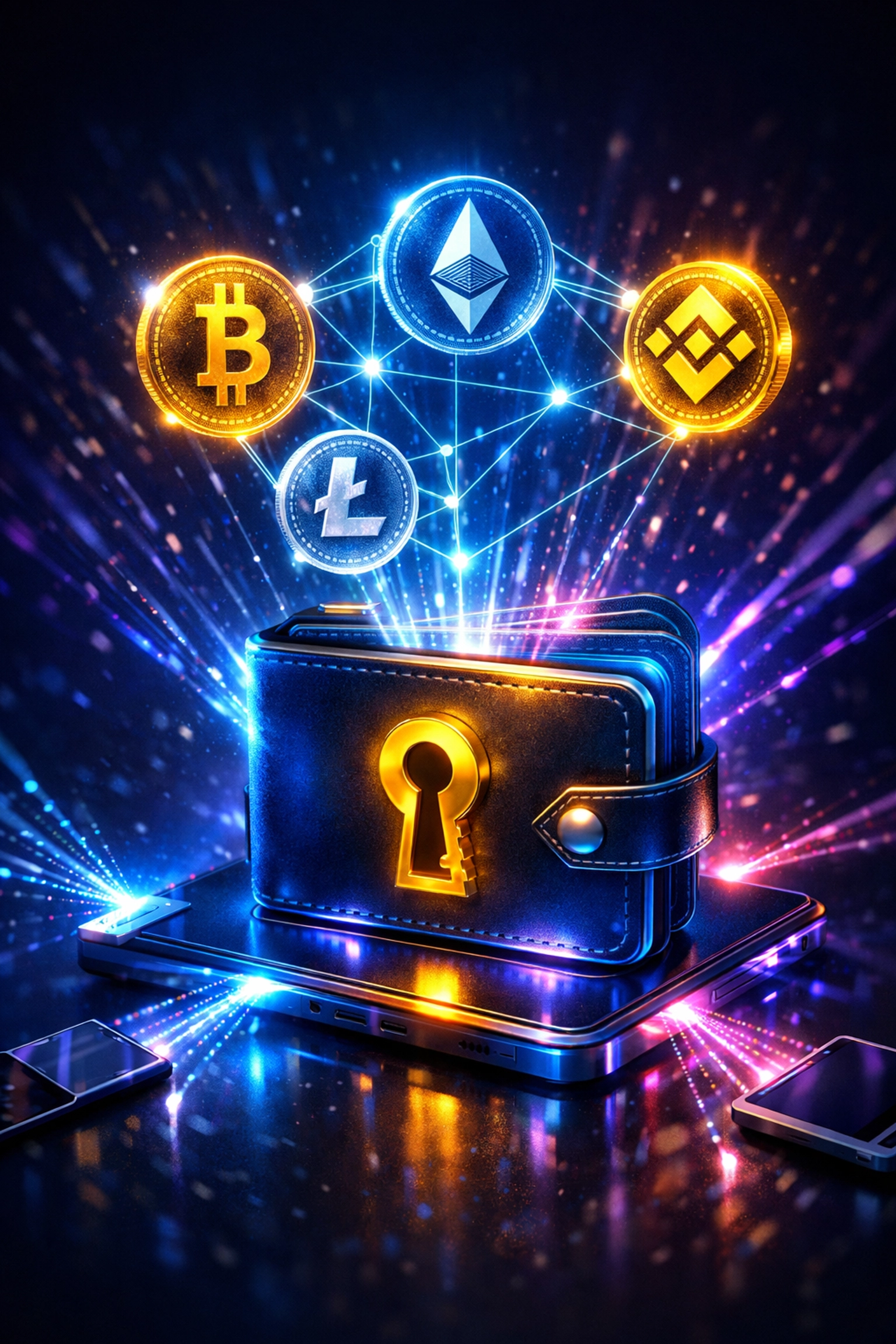 Self-custody digital wallet receiving direct blockchain payments with private key security