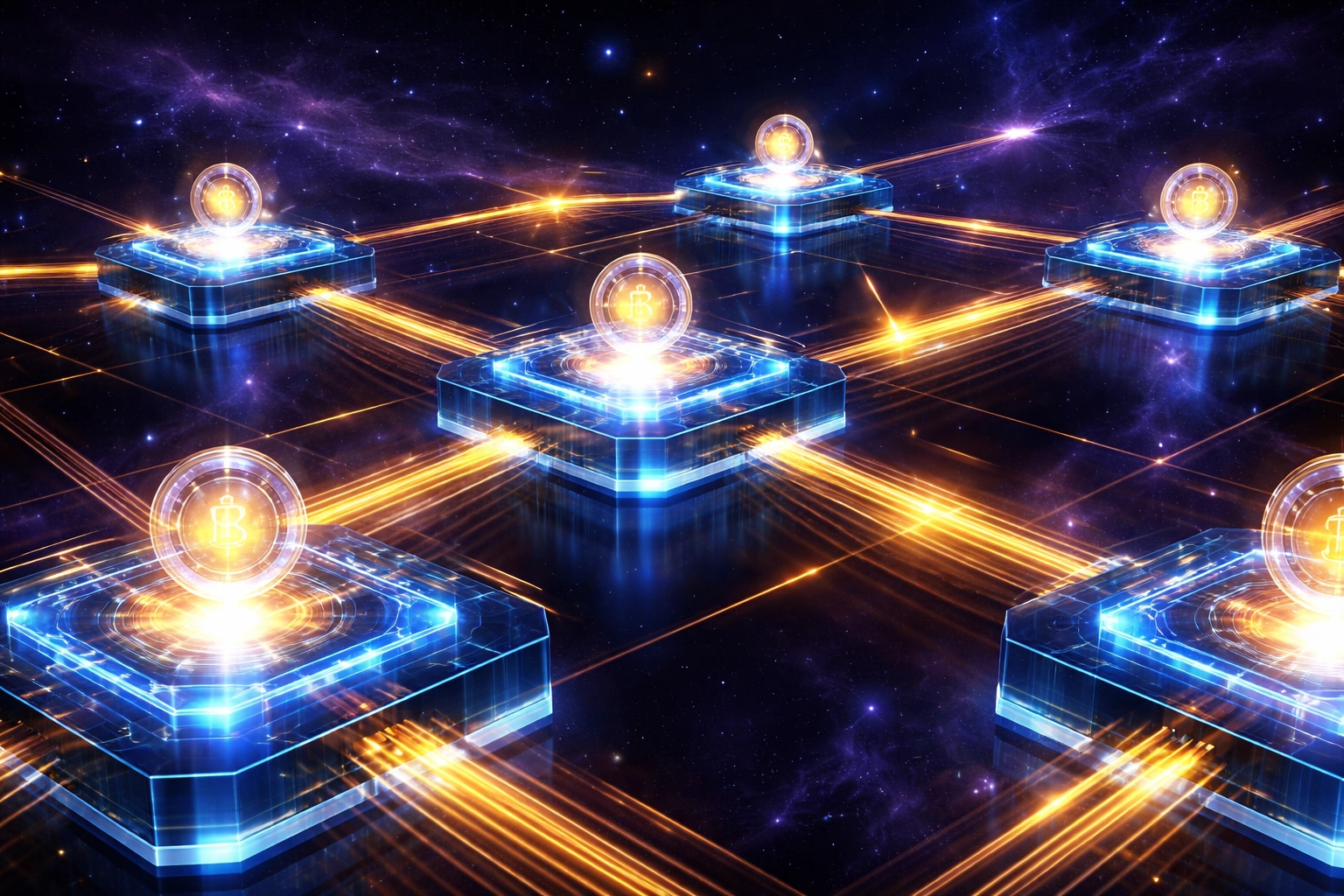 Blockchain network visualizing LareBlocks infrastructure enabling secure crypto transactions in Larecoin ecosystem