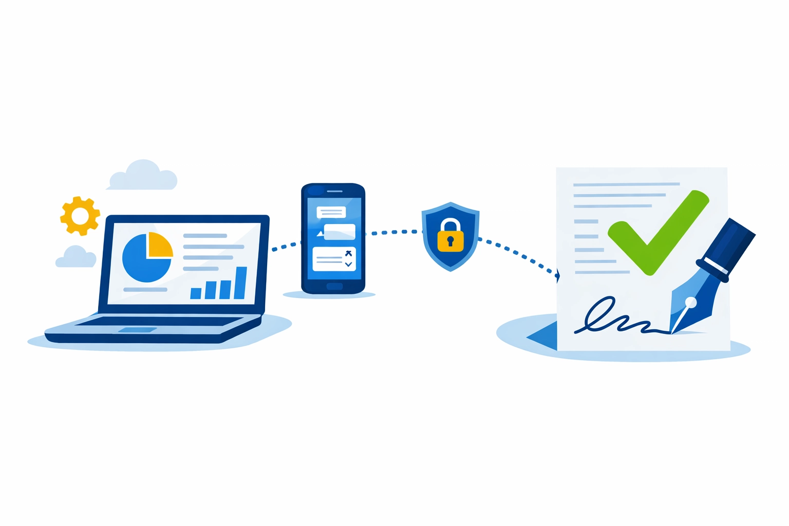 Secure digital tax workflow showing electronic signature process for safe virtual filing.