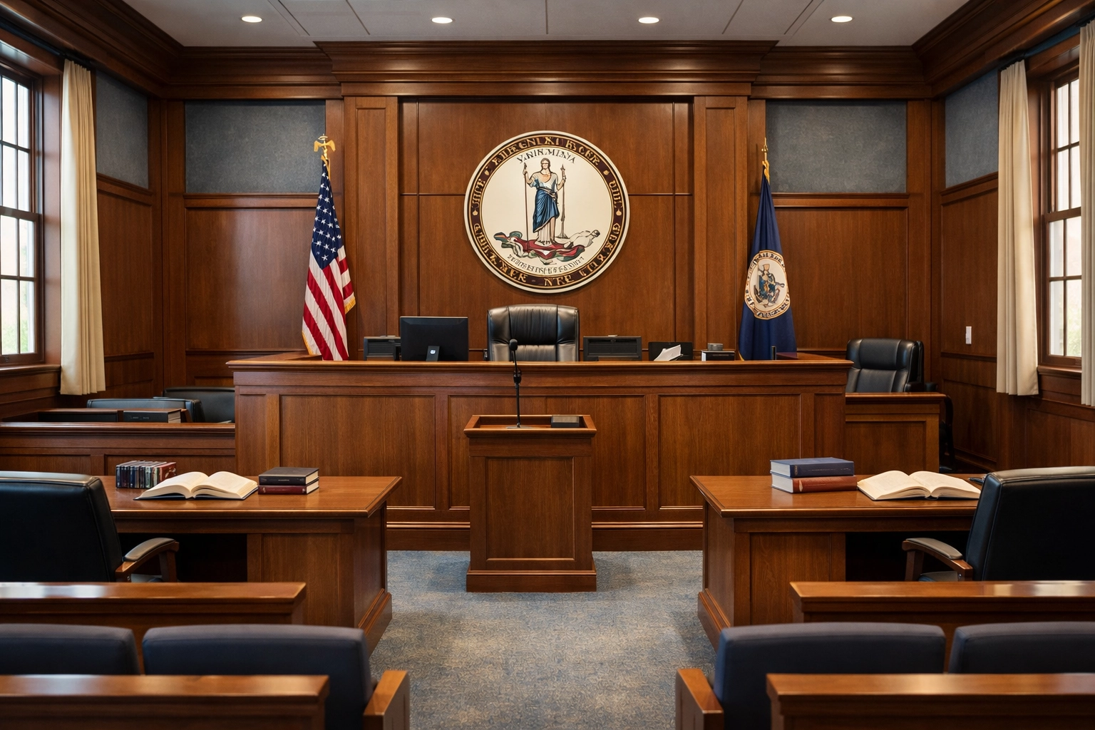 Virginia Beach courtroom where local custody cases are heard